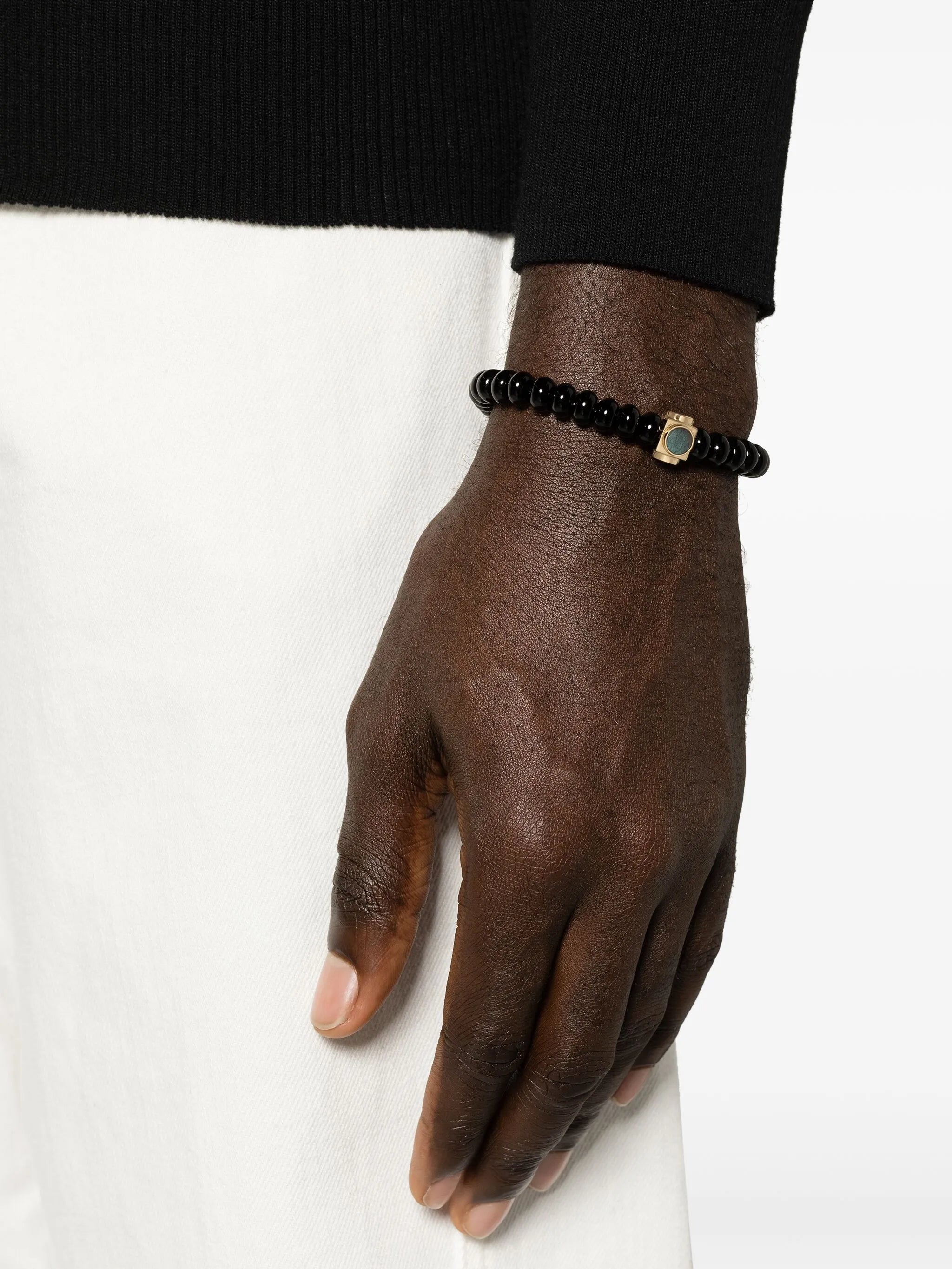 14kt yellow gold onyx bead bracelet