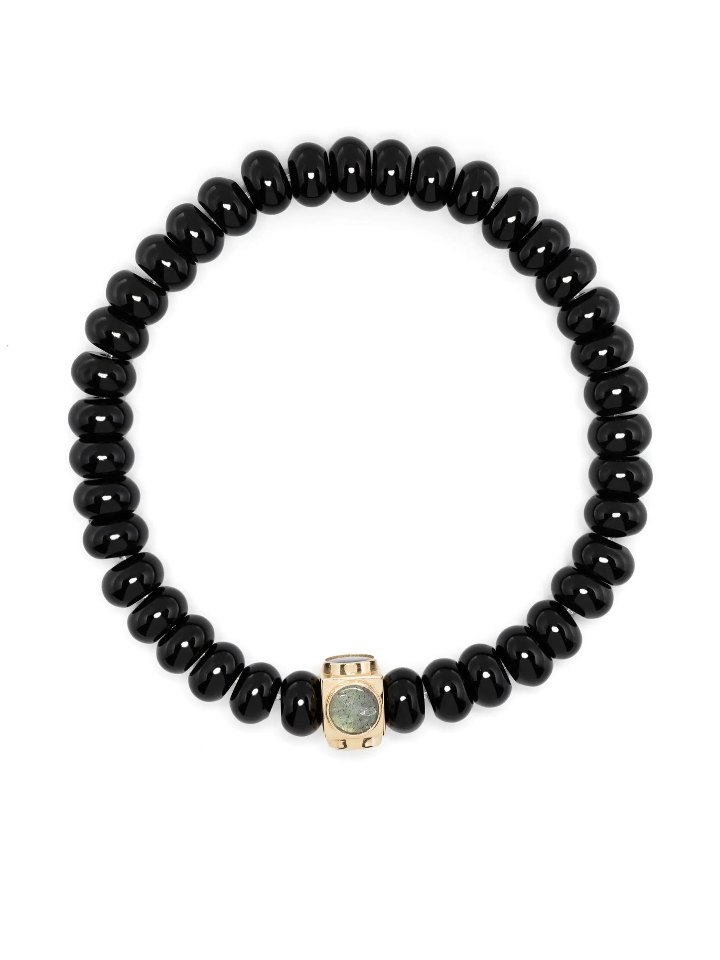14kt yellow gold onyx bead bracelet