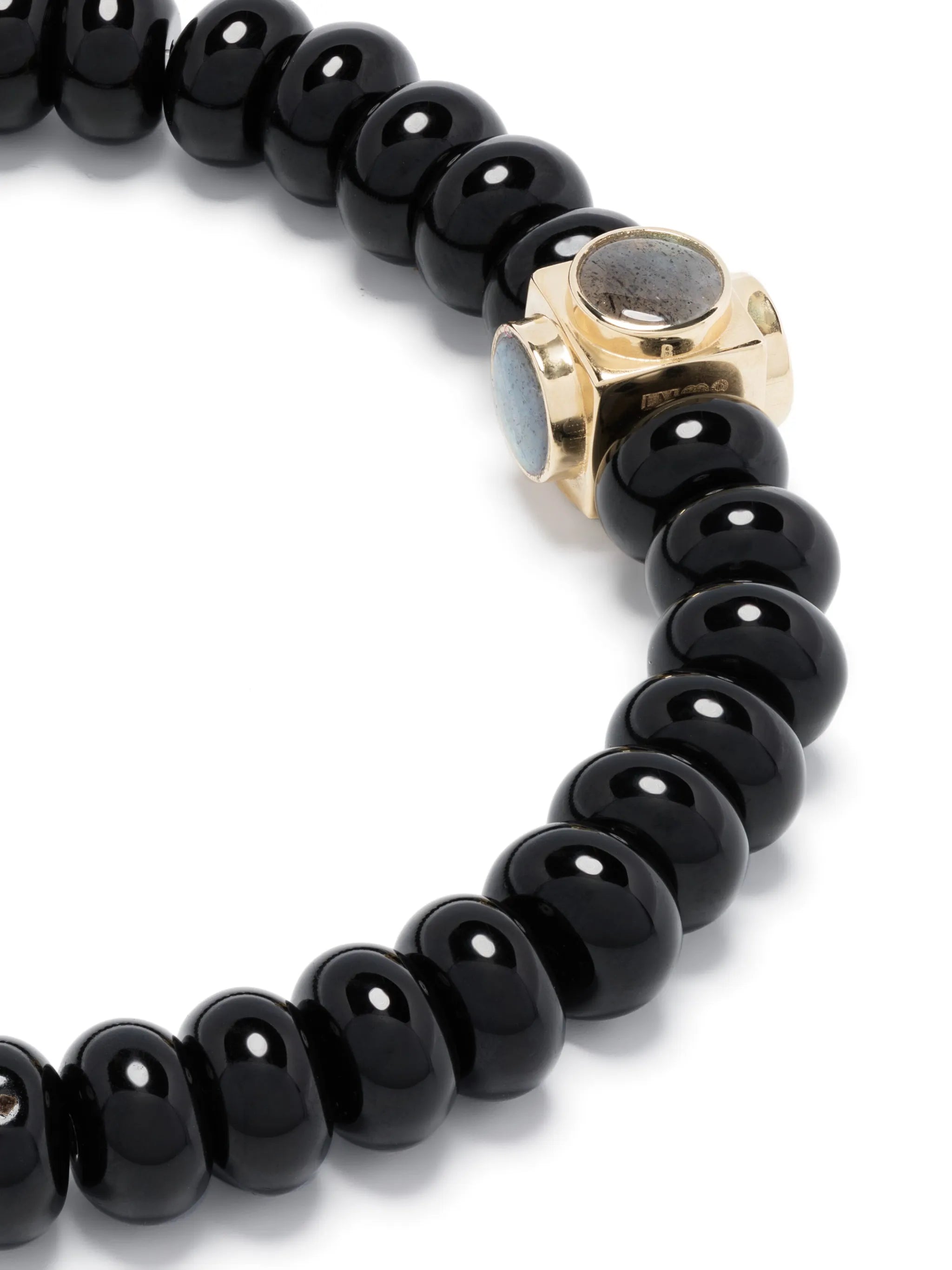 14kt yellow gold onyx bead bracelet