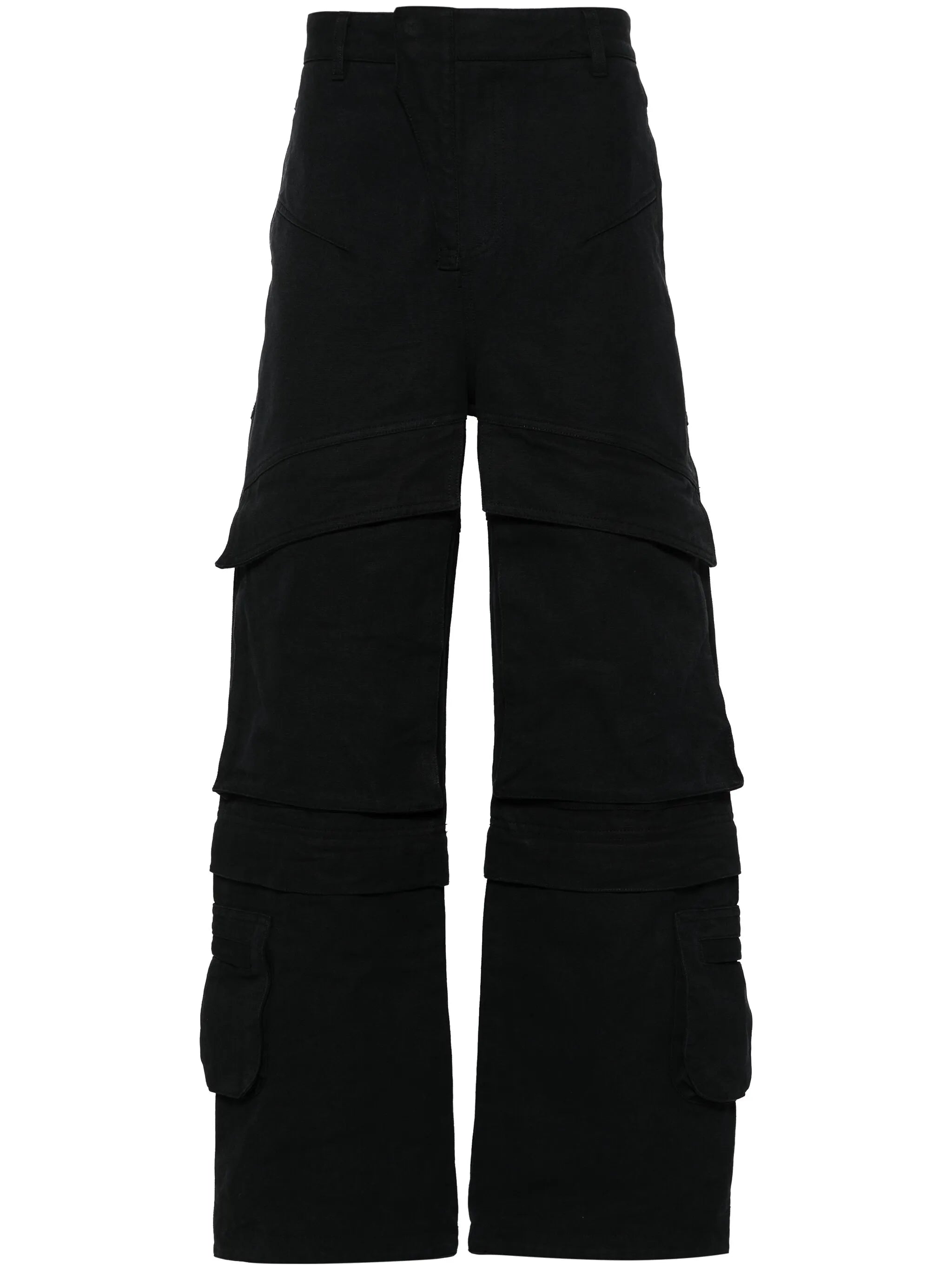 Hard wide-leg cotton cargo trousers