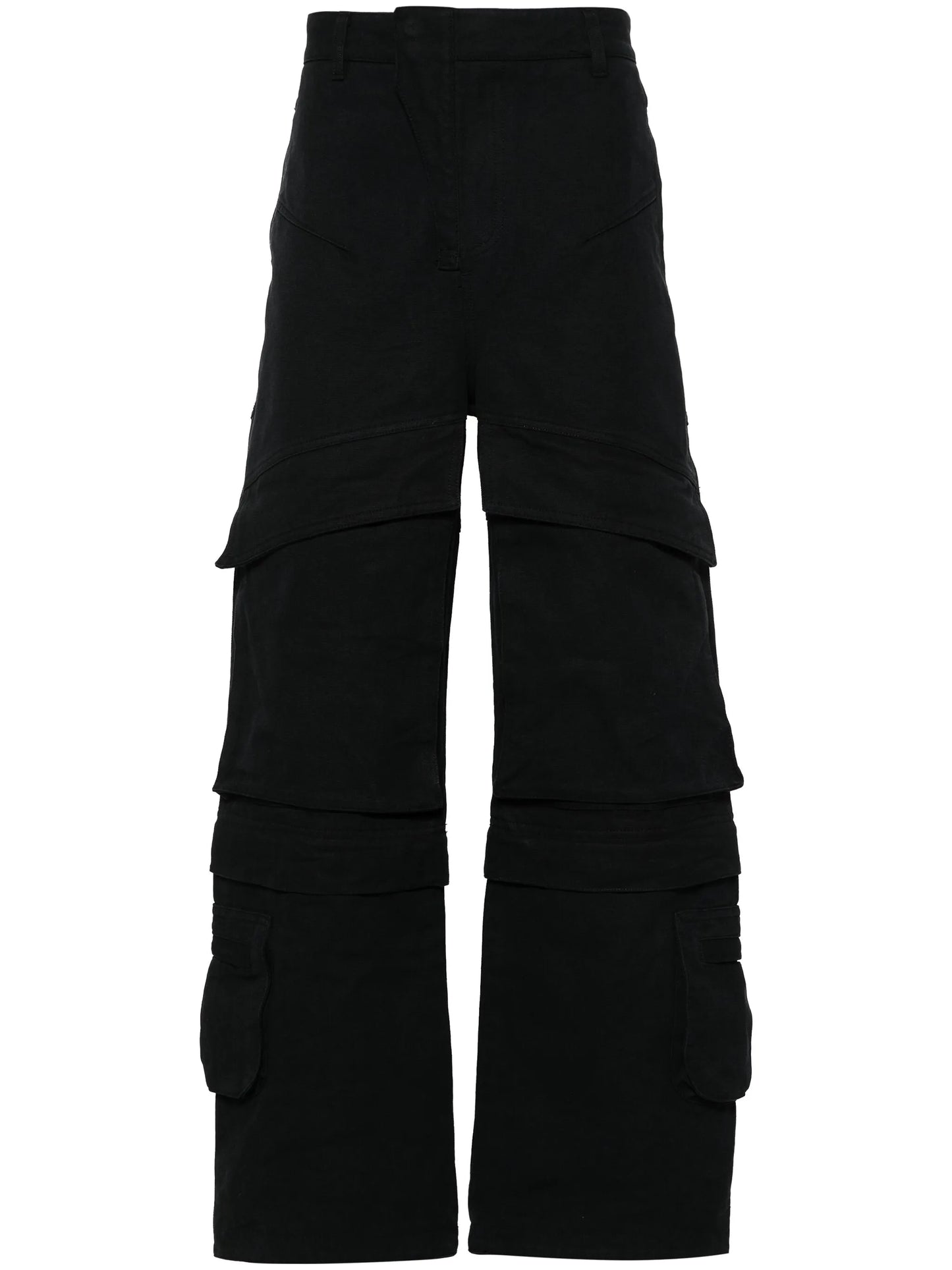 Hard wide-leg cotton cargo trousers
