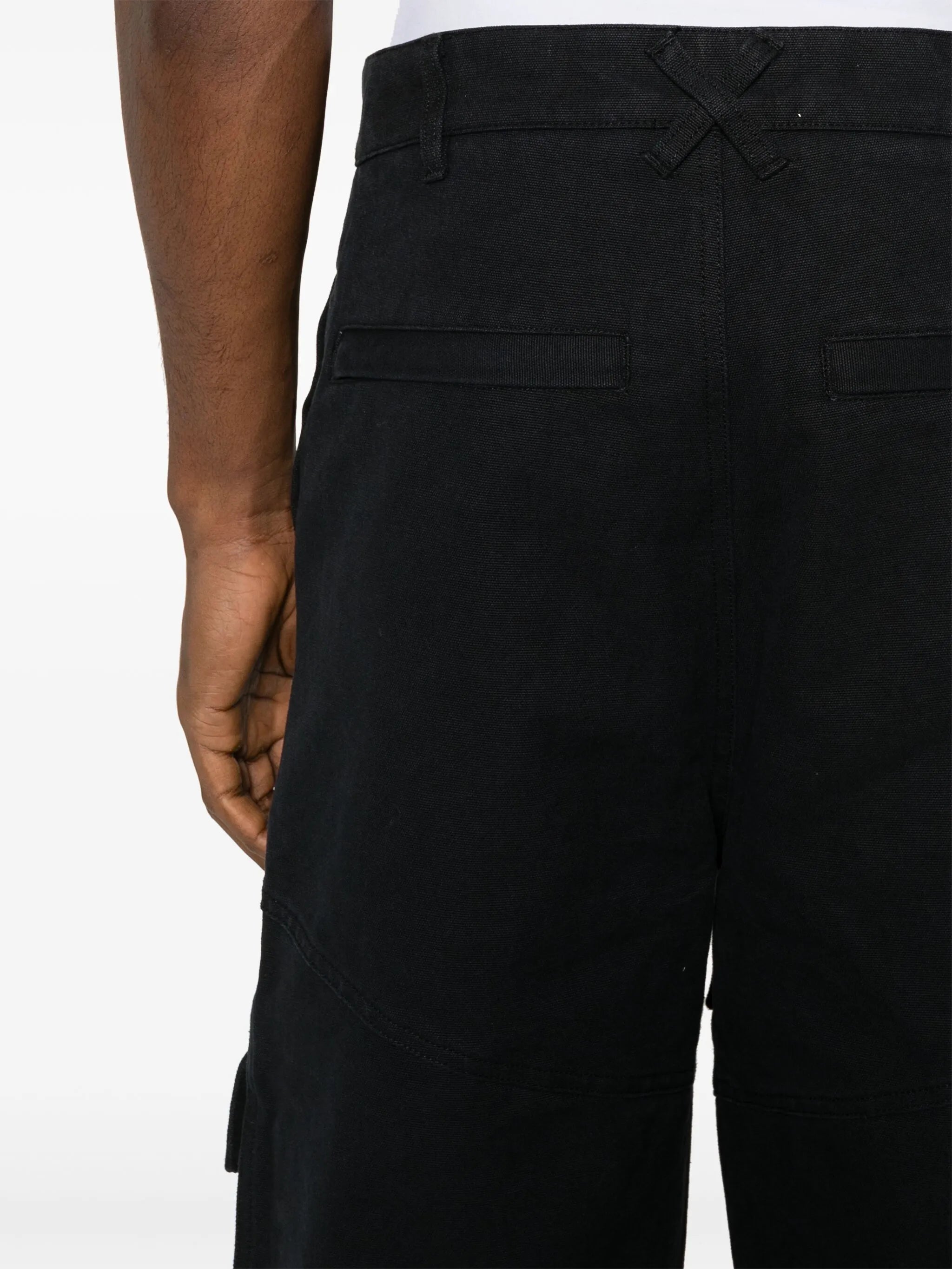 Hard wide-leg cotton cargo trousers