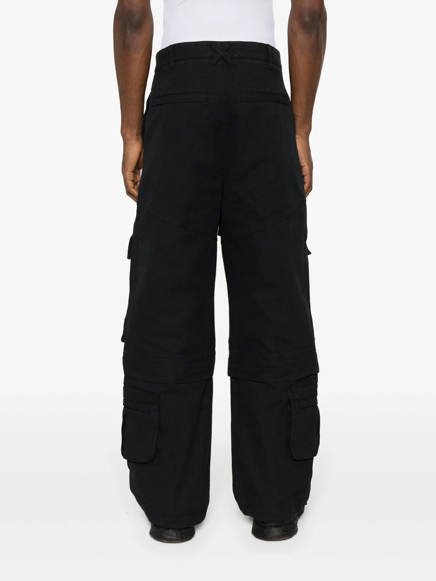 Hard wide-leg cotton cargo trousers