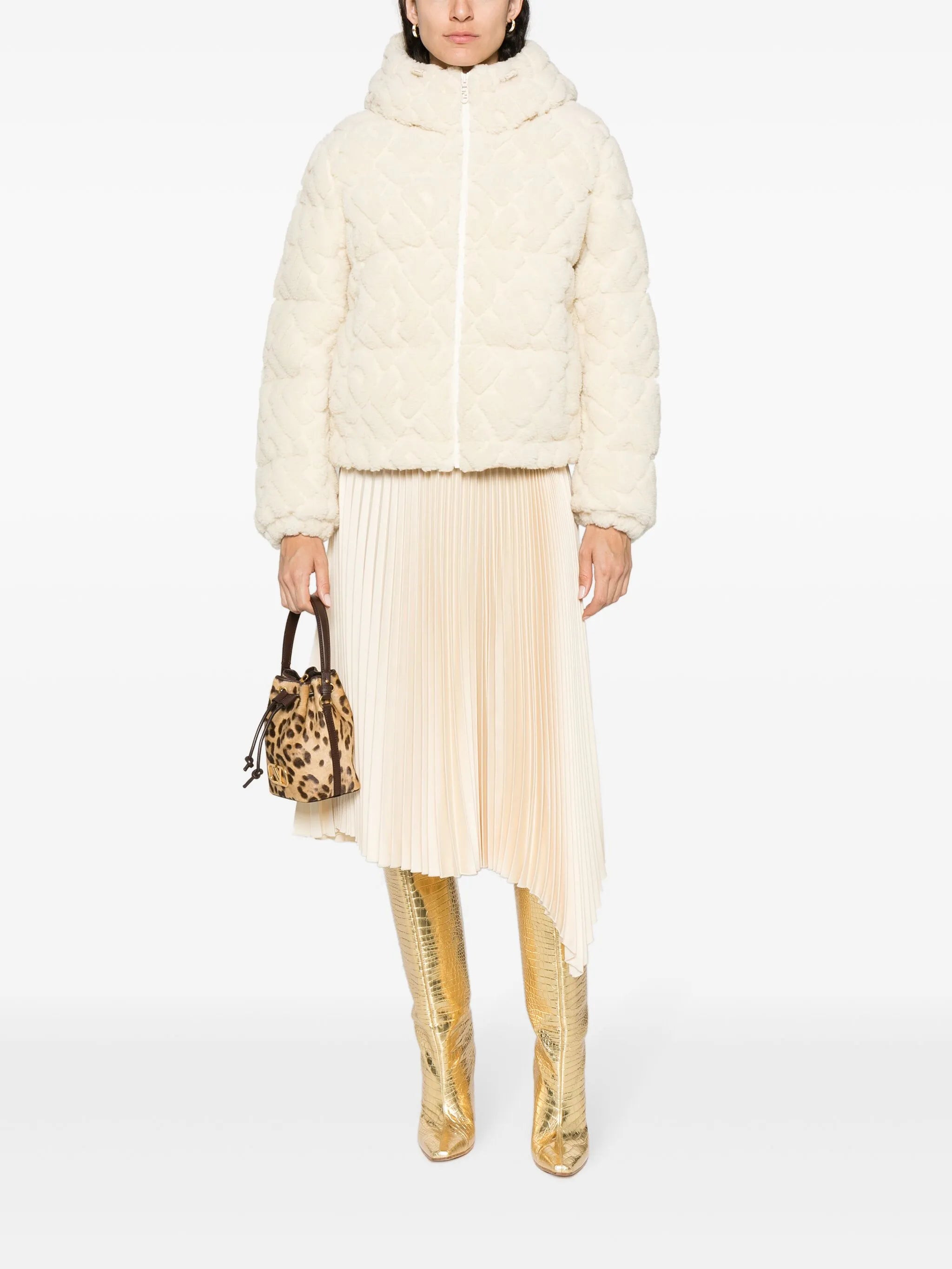 FF-pattern hooded ski jacket