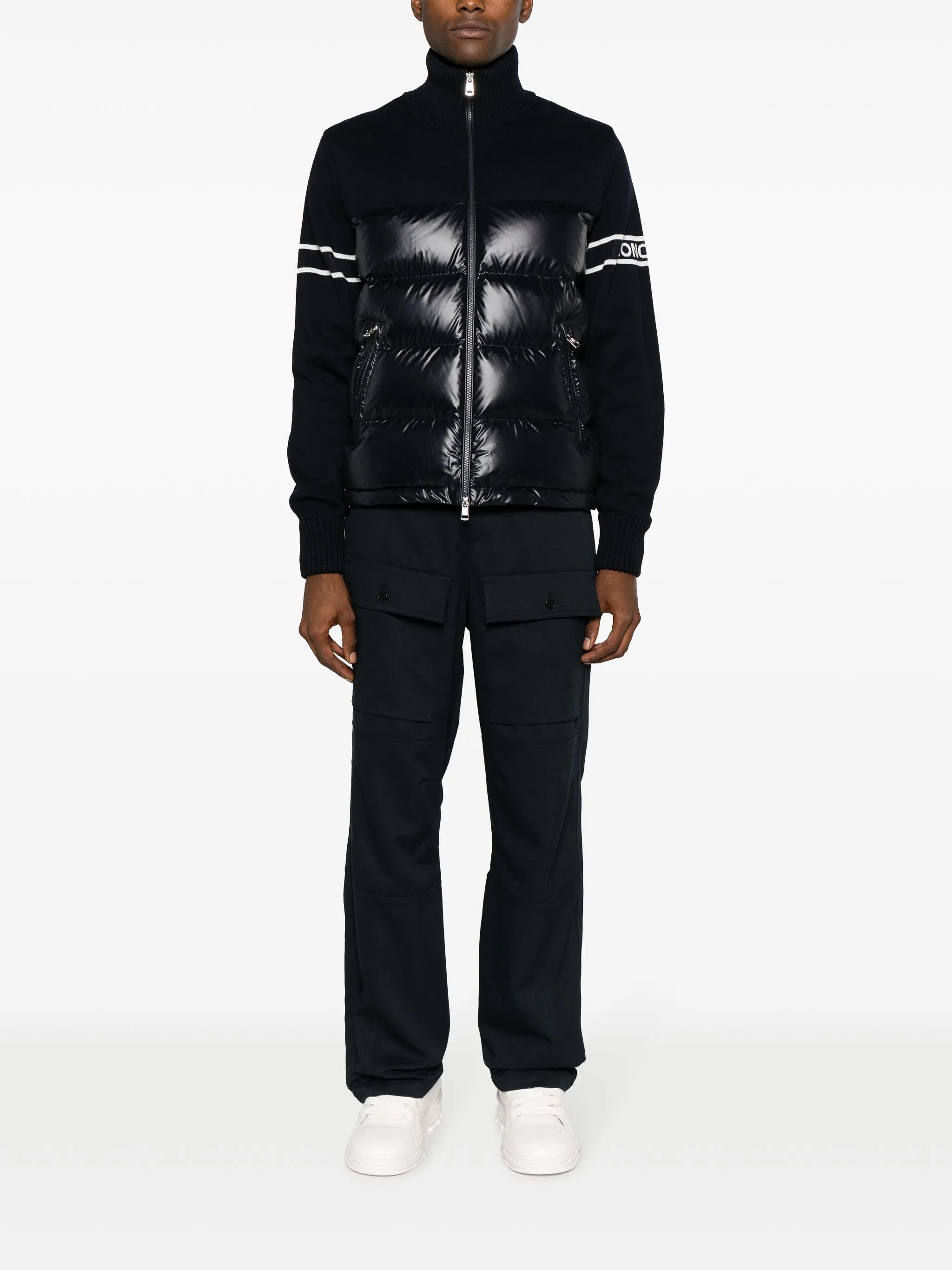 zip-up padded cardigan