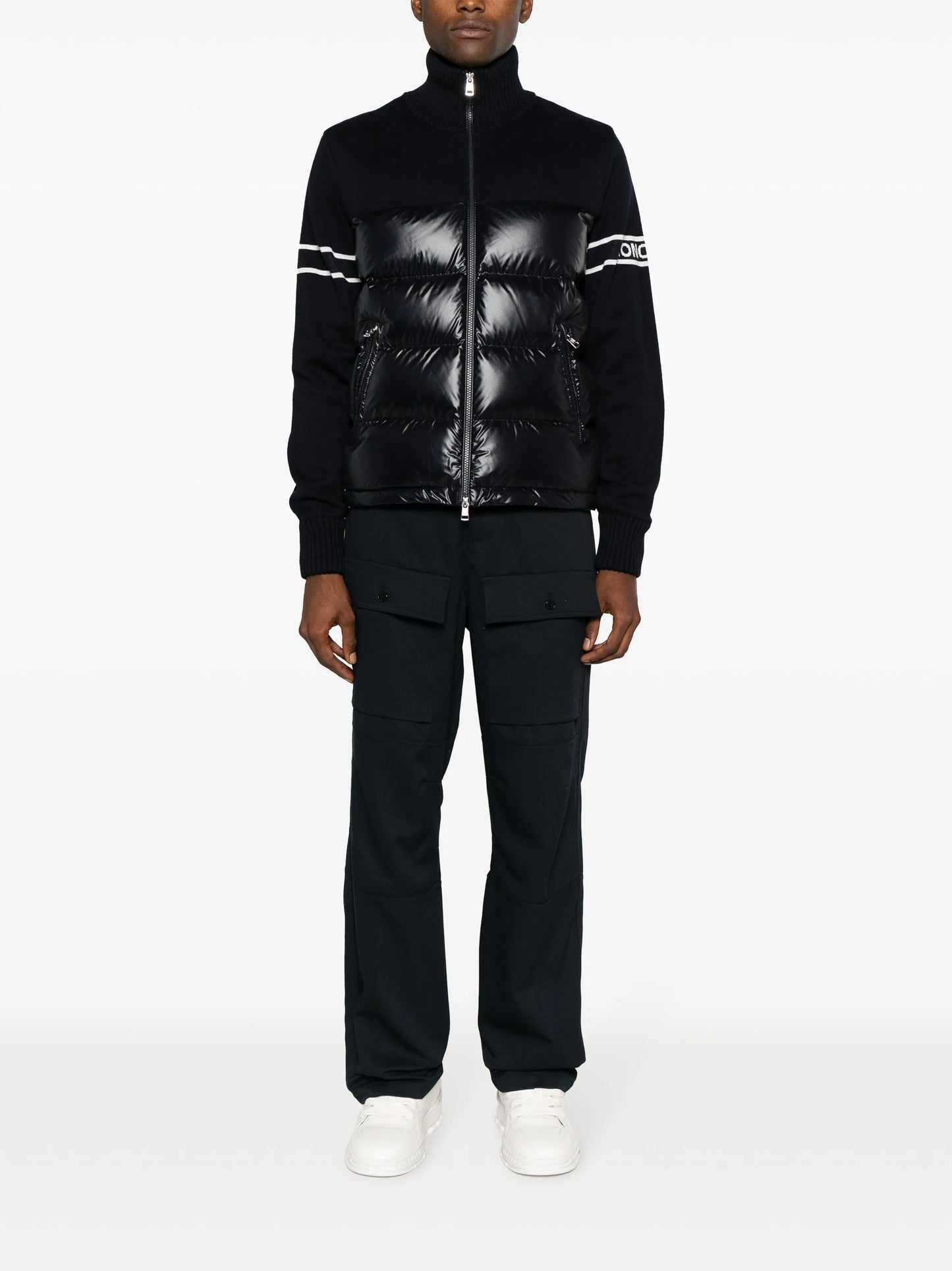 zip-up padded cardigan