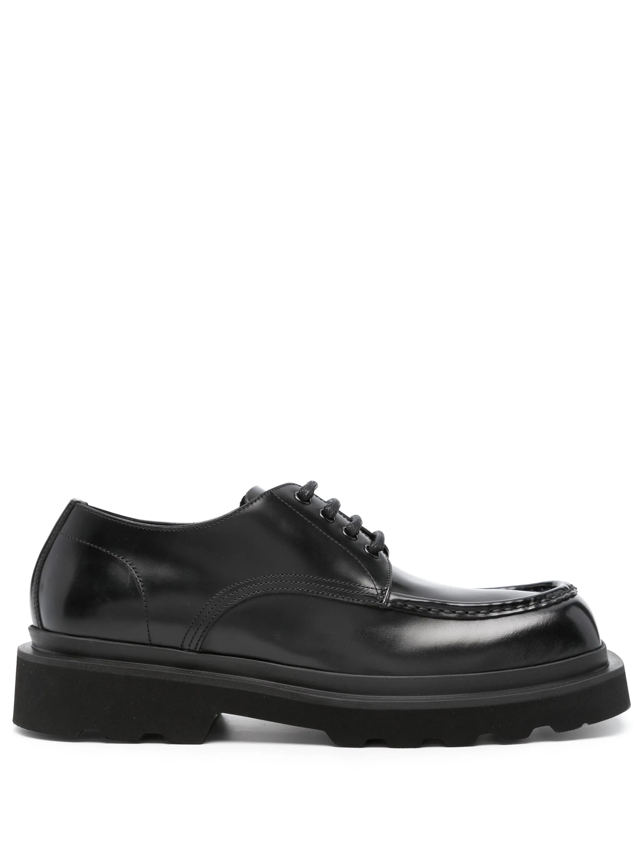 square-toe leather derby shoes