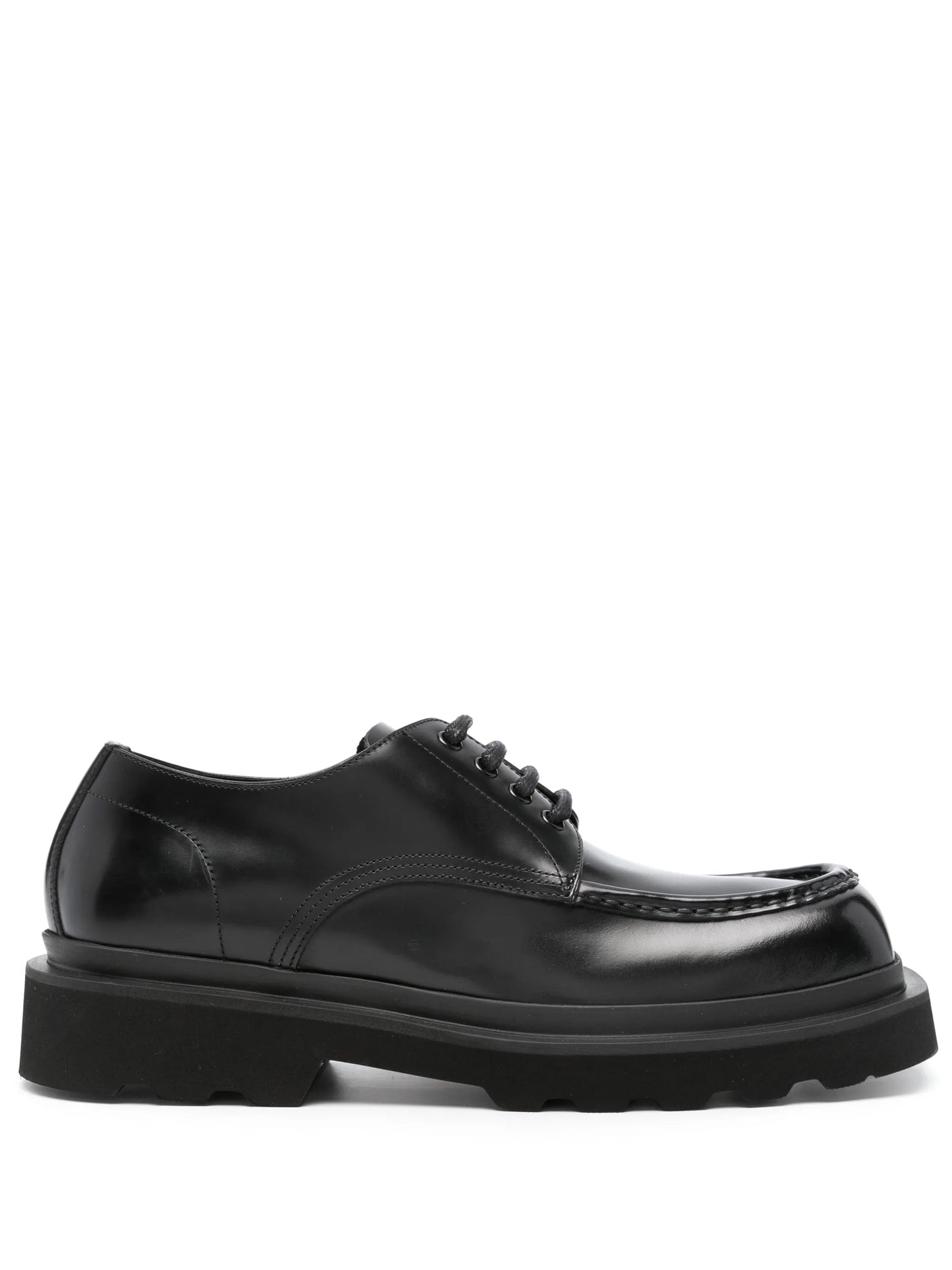square-toe leather derby shoes