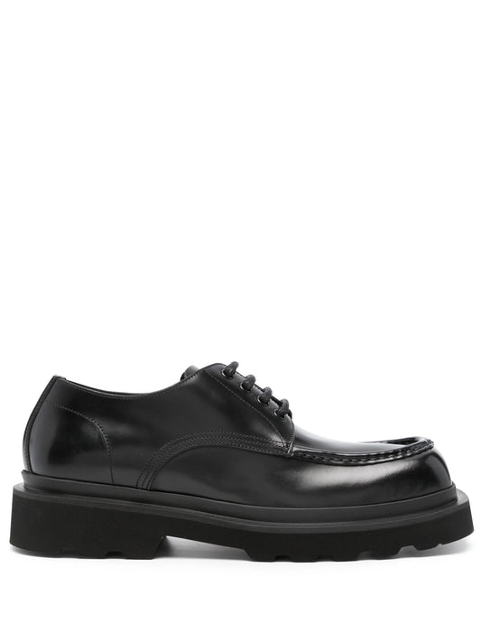 square-toe leather derby shoes
