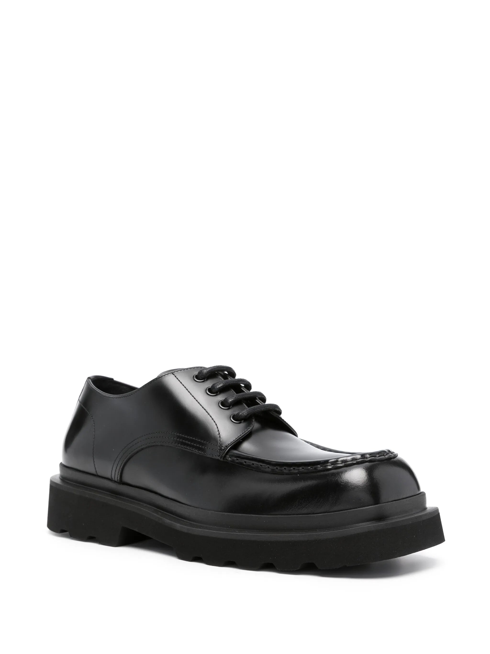 square-toe leather derby shoes