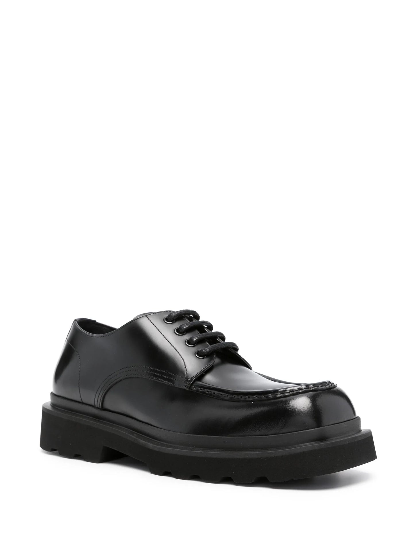 square-toe leather derby shoes