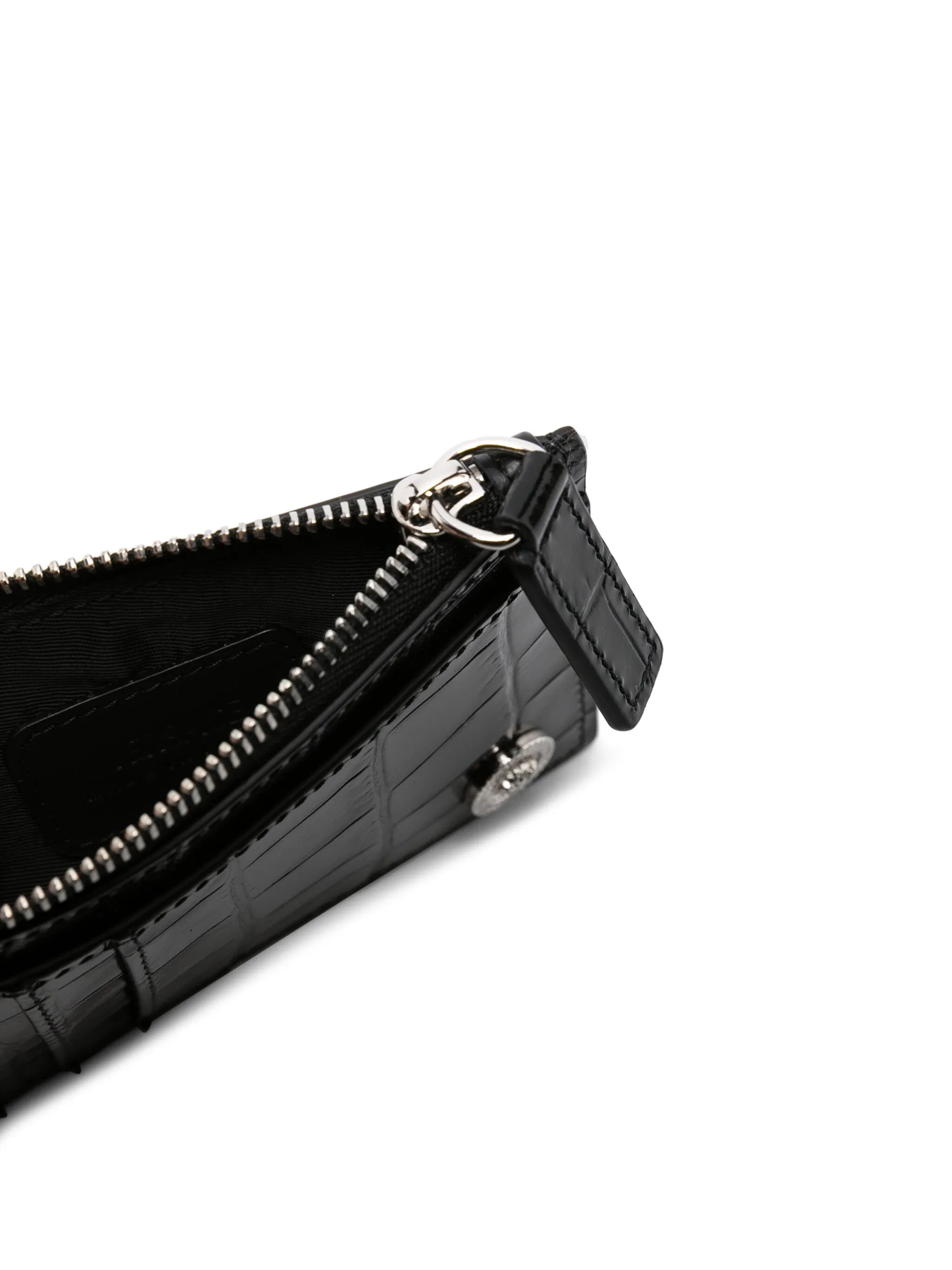 crocodile-effect leather cardholder