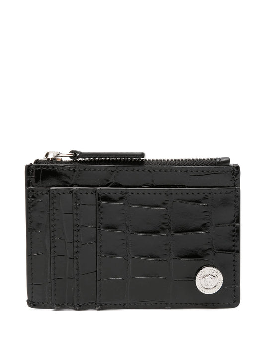 crocodile-effect leather cardholder