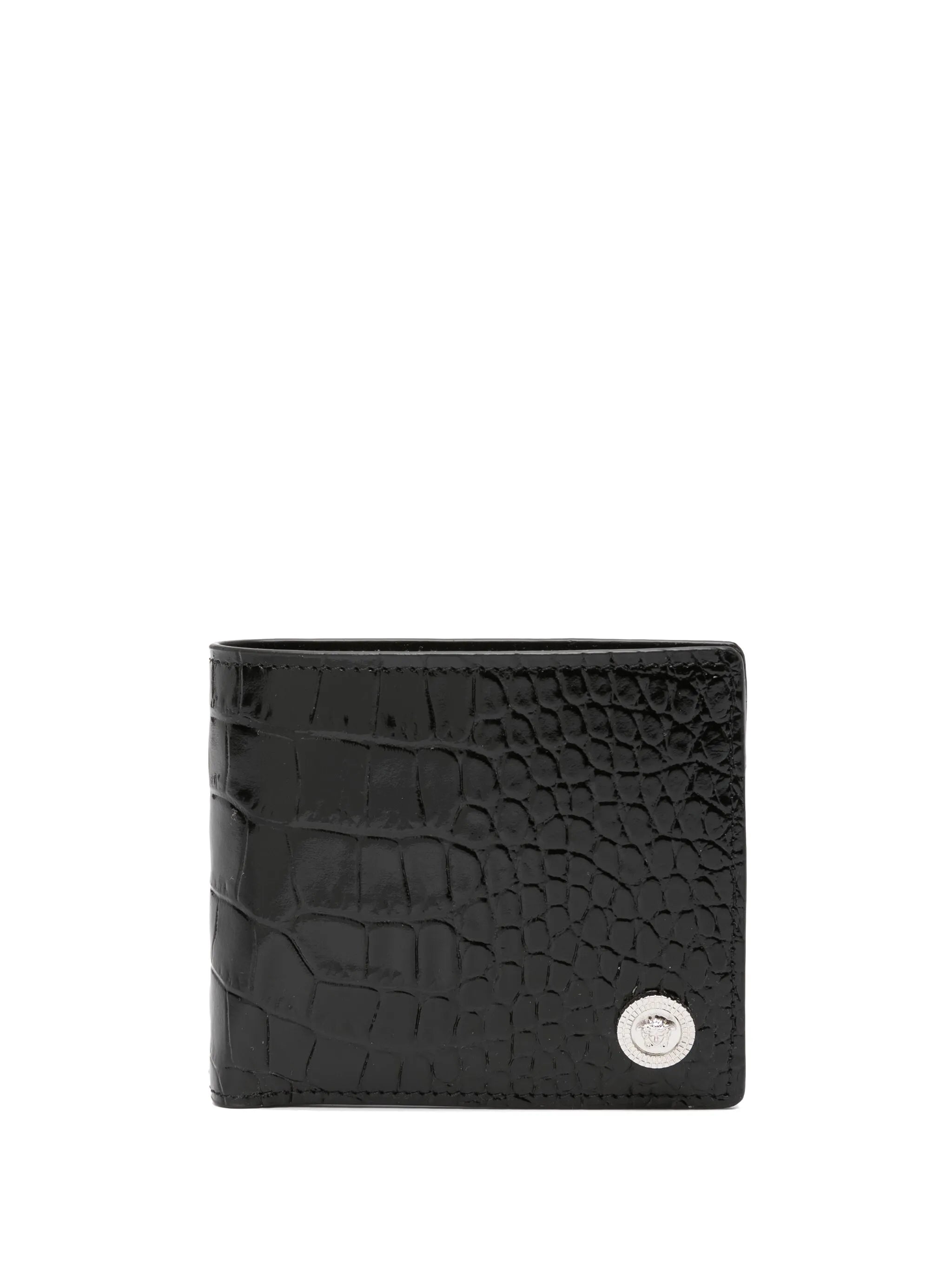 crocodile-effect leather wallet