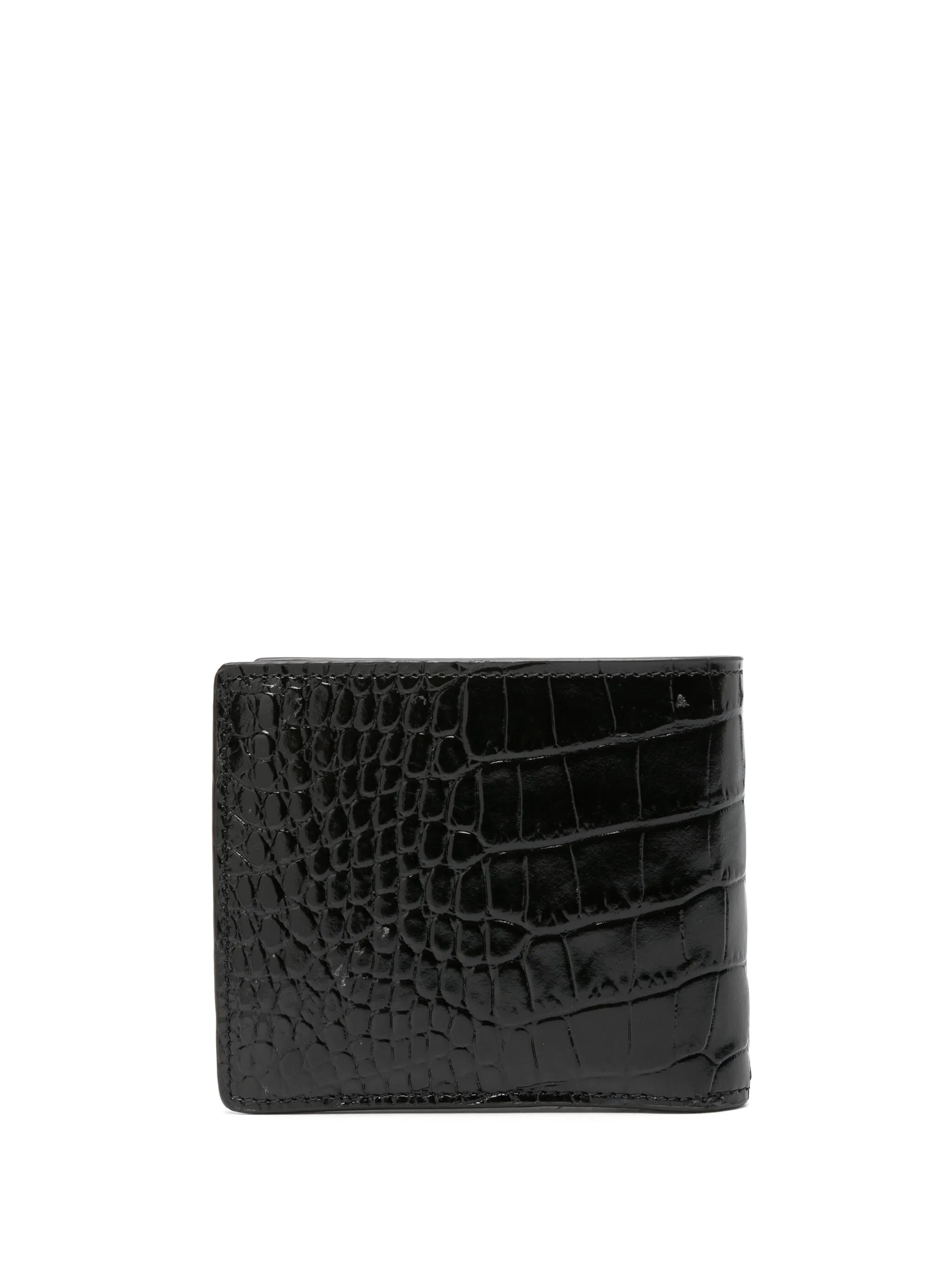 crocodile-effect leather wallet