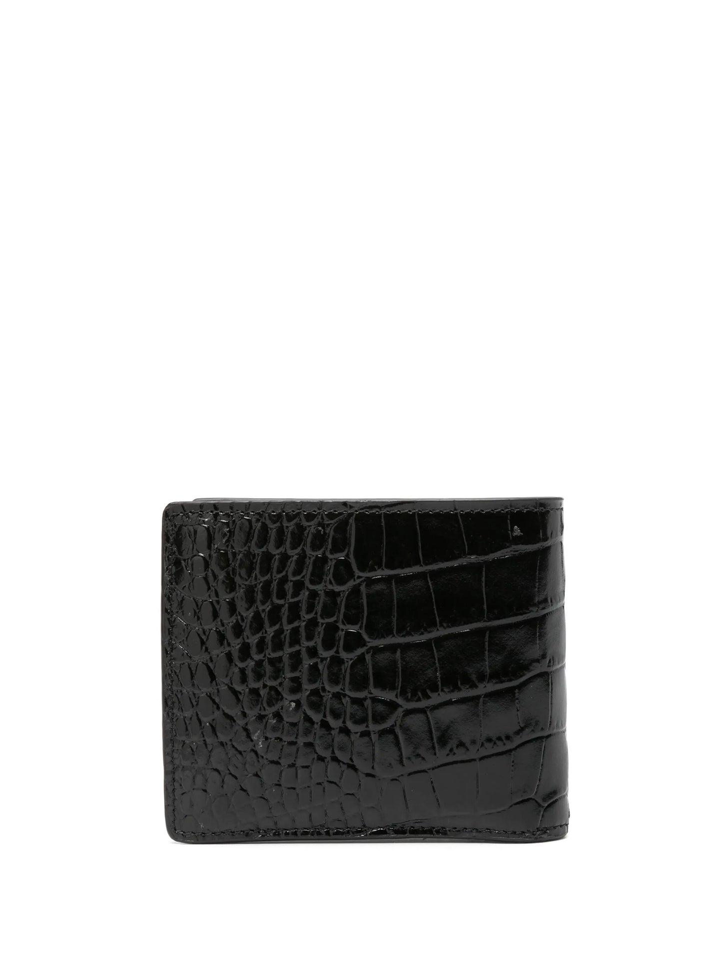 crocodile-effect leather wallet