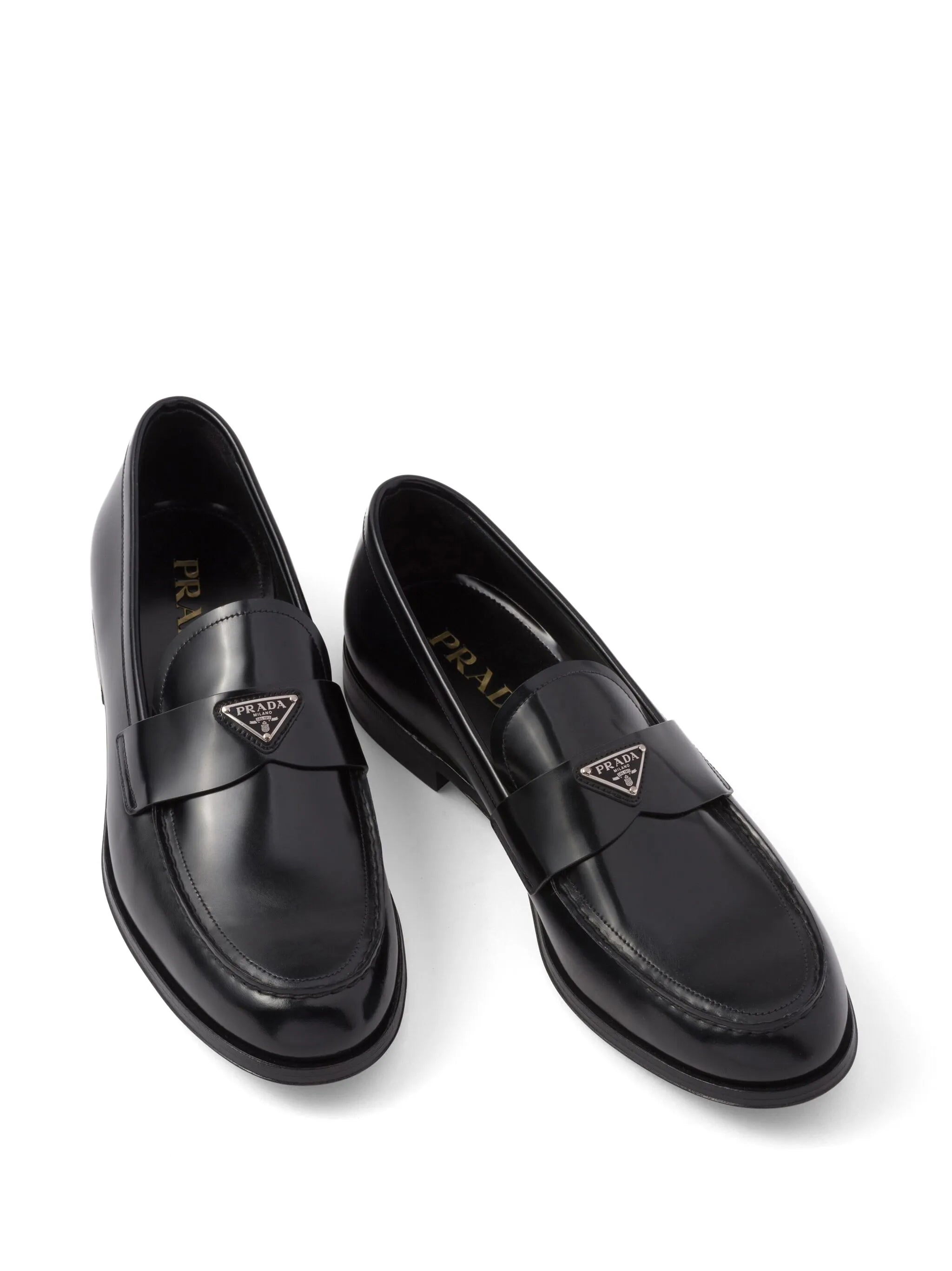 triangle-logo leather loafers