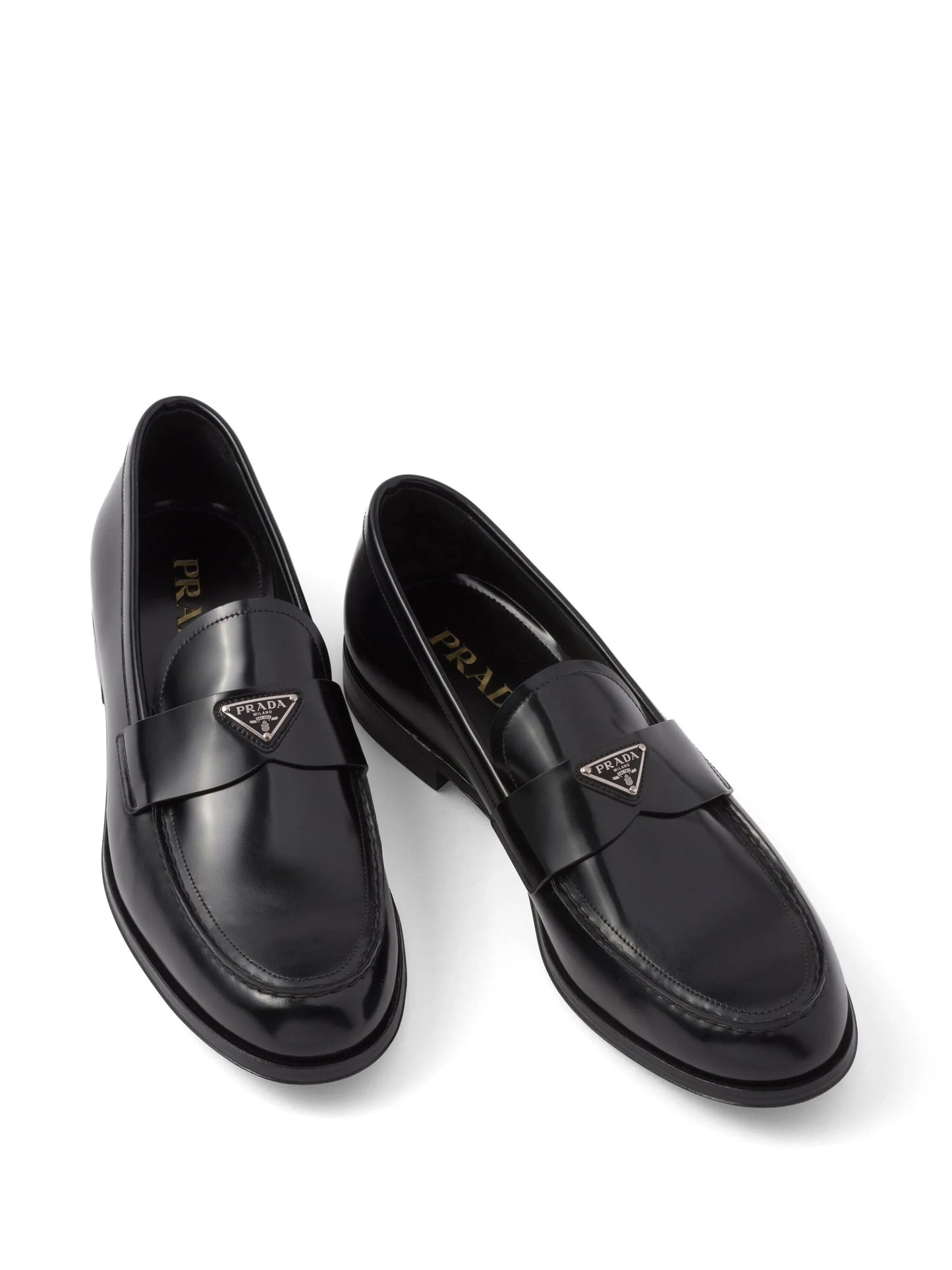 triangle-logo leather loafers