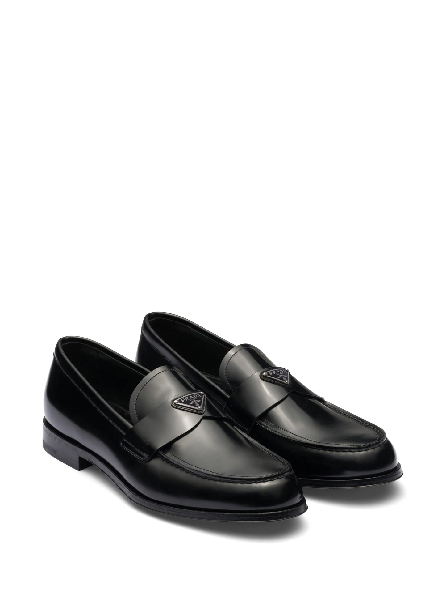 triangle-logo leather loafers
