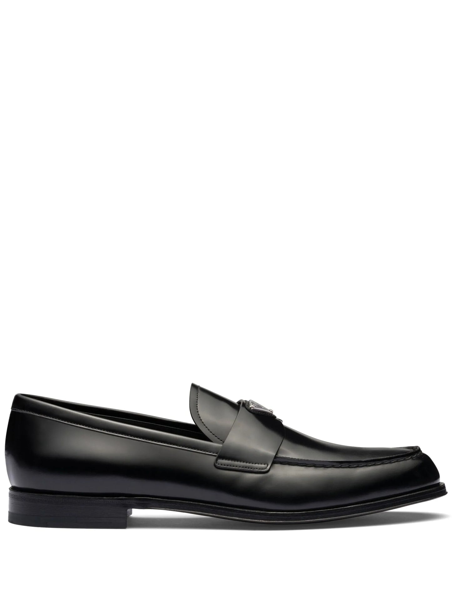 triangle-logo leather loafers