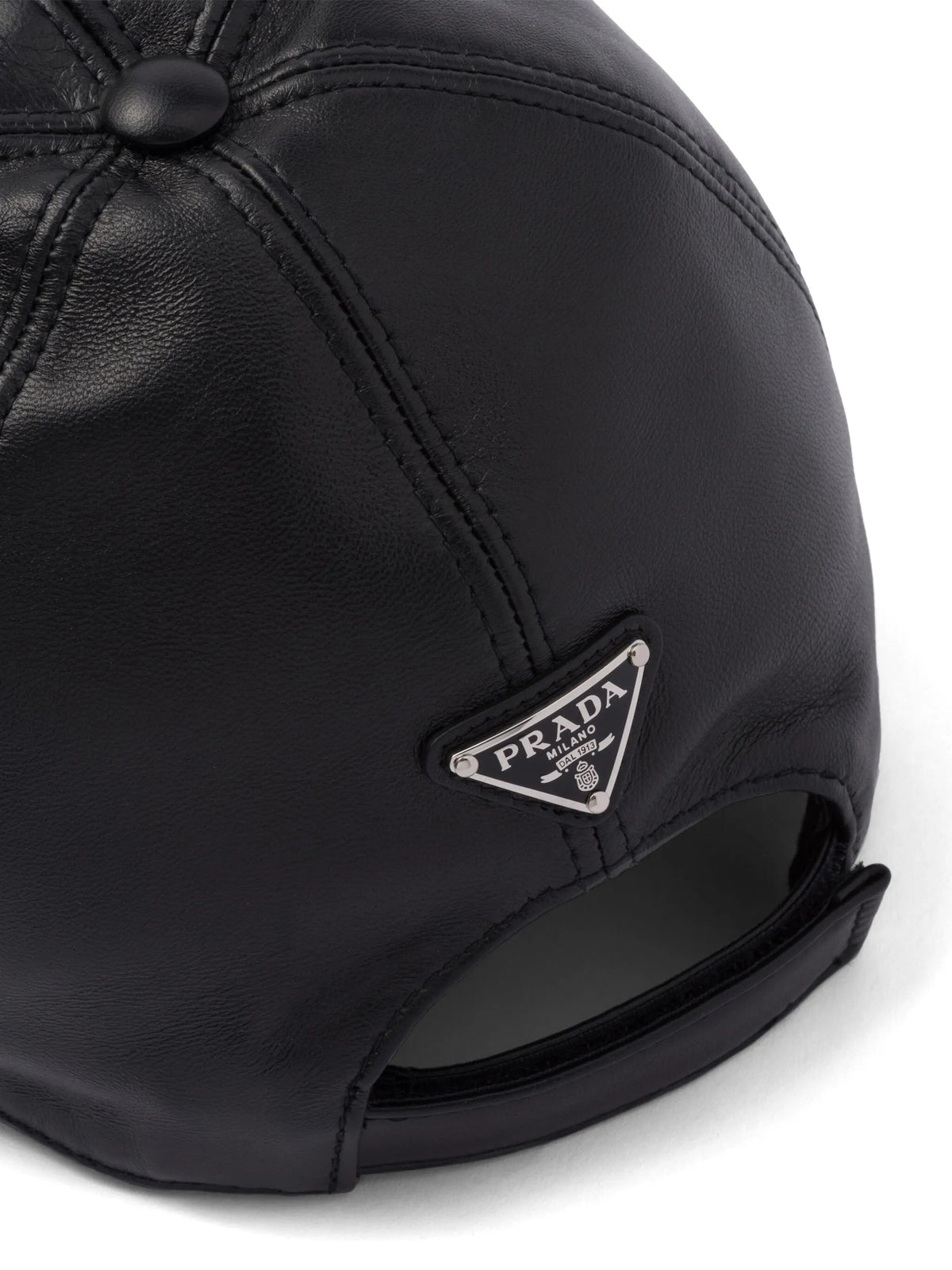 triangle-logo leather baseball cap