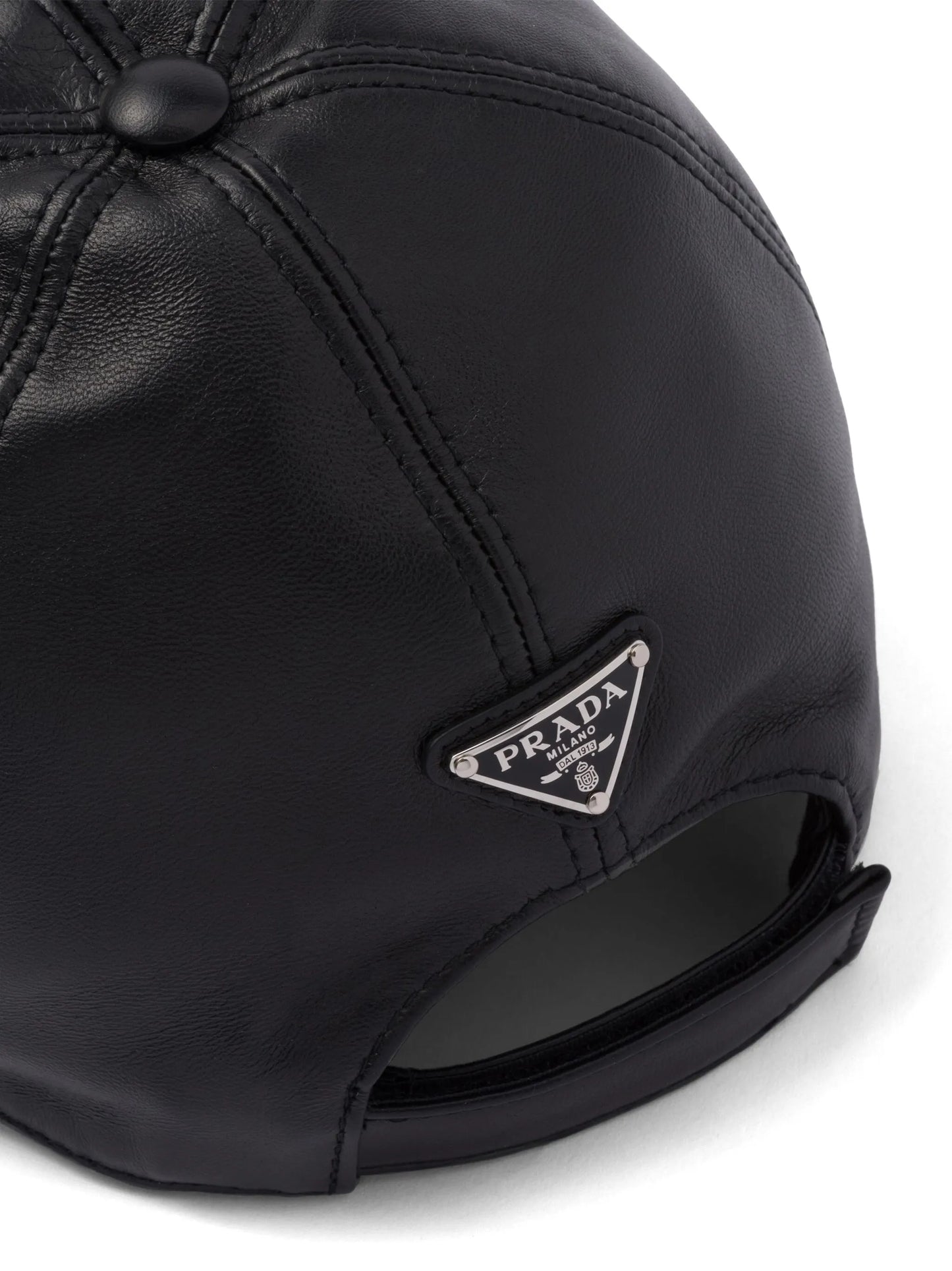 triangle-logo leather baseball cap
