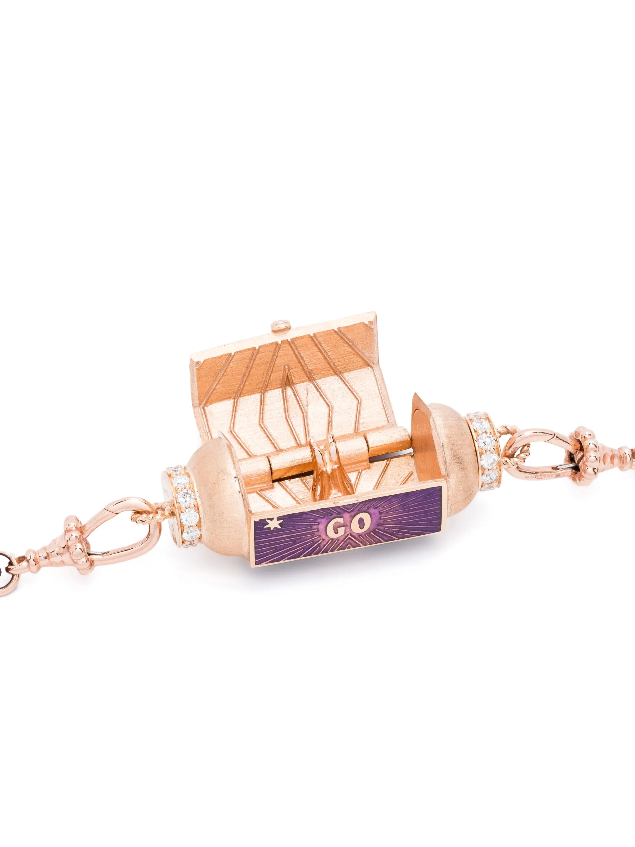 18kt rose gold Prayers Box Locket diamond necklace