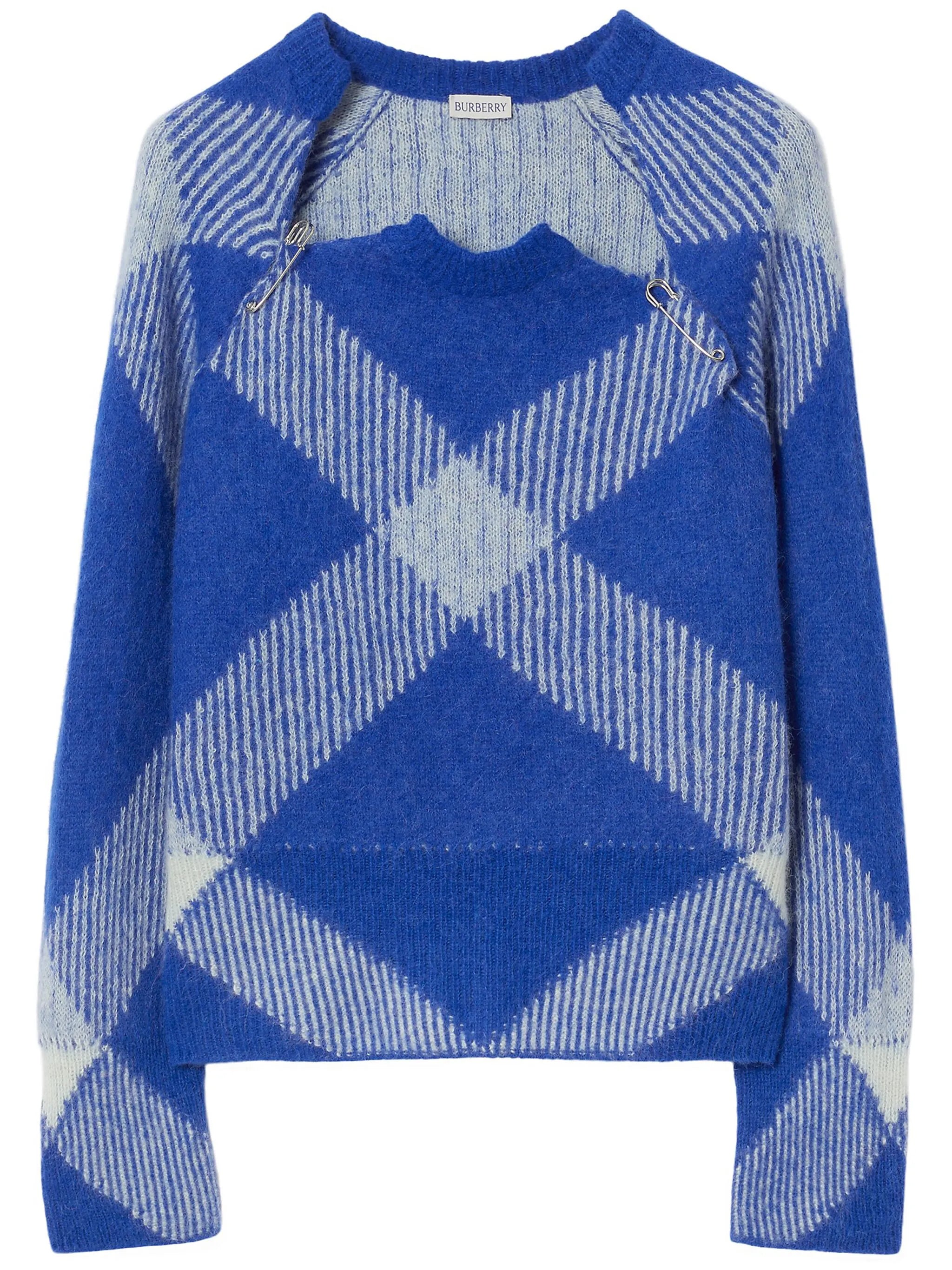 Check alpaca-wool blend jumper