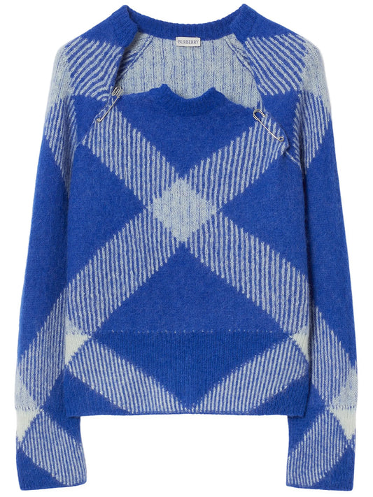 Check alpaca-wool blend jumper
