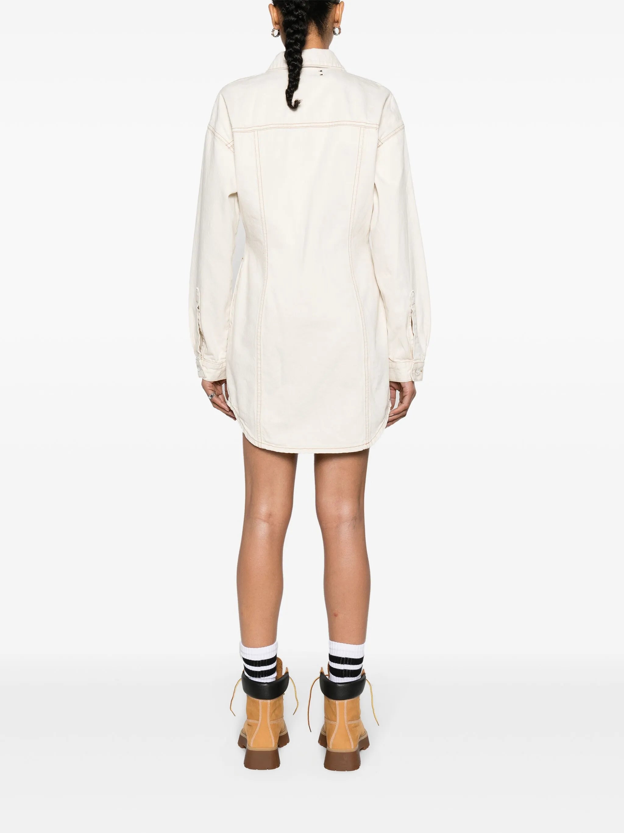 Script denim shirtdress