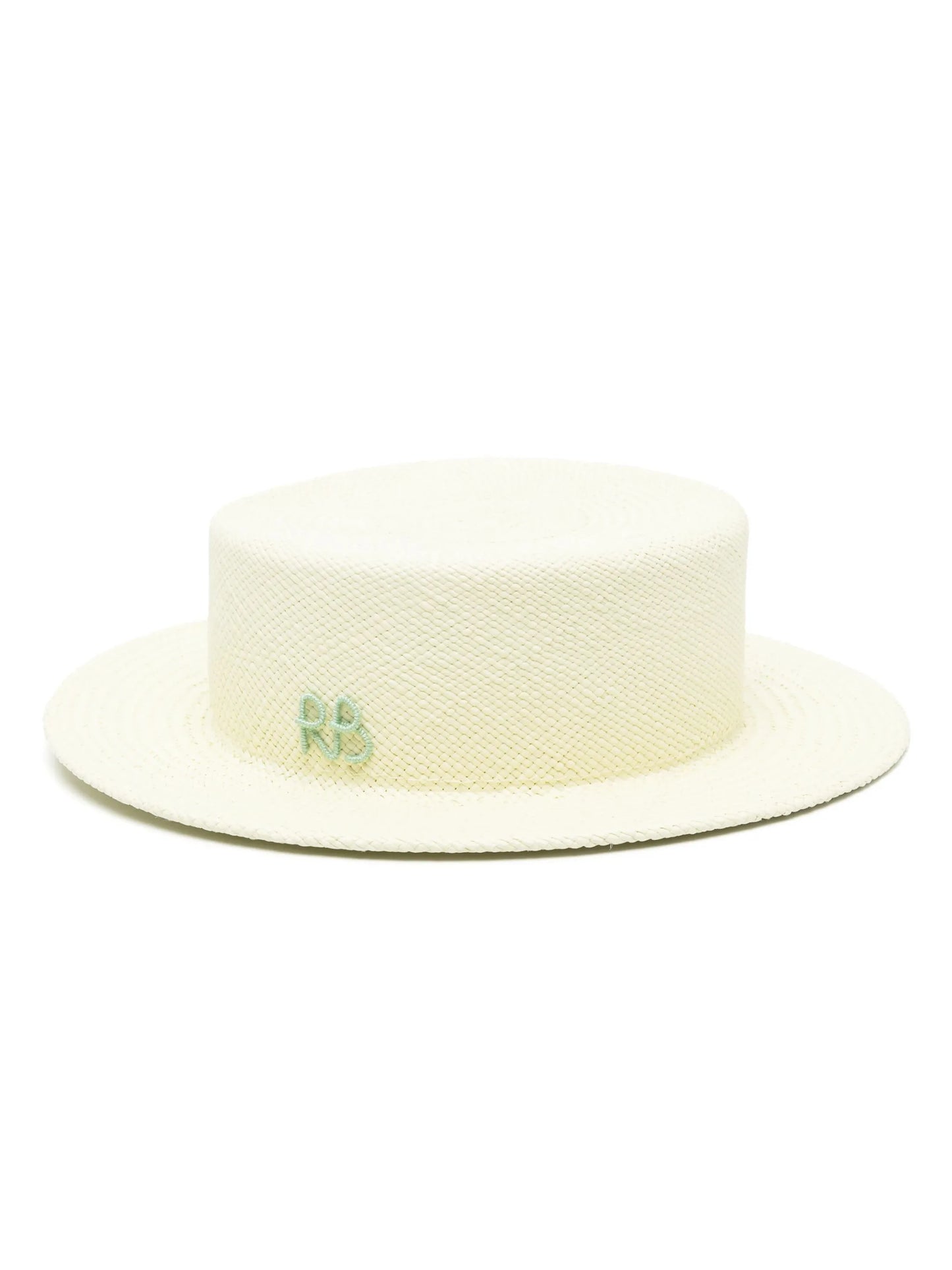 monogram-appliqué straw boat hat