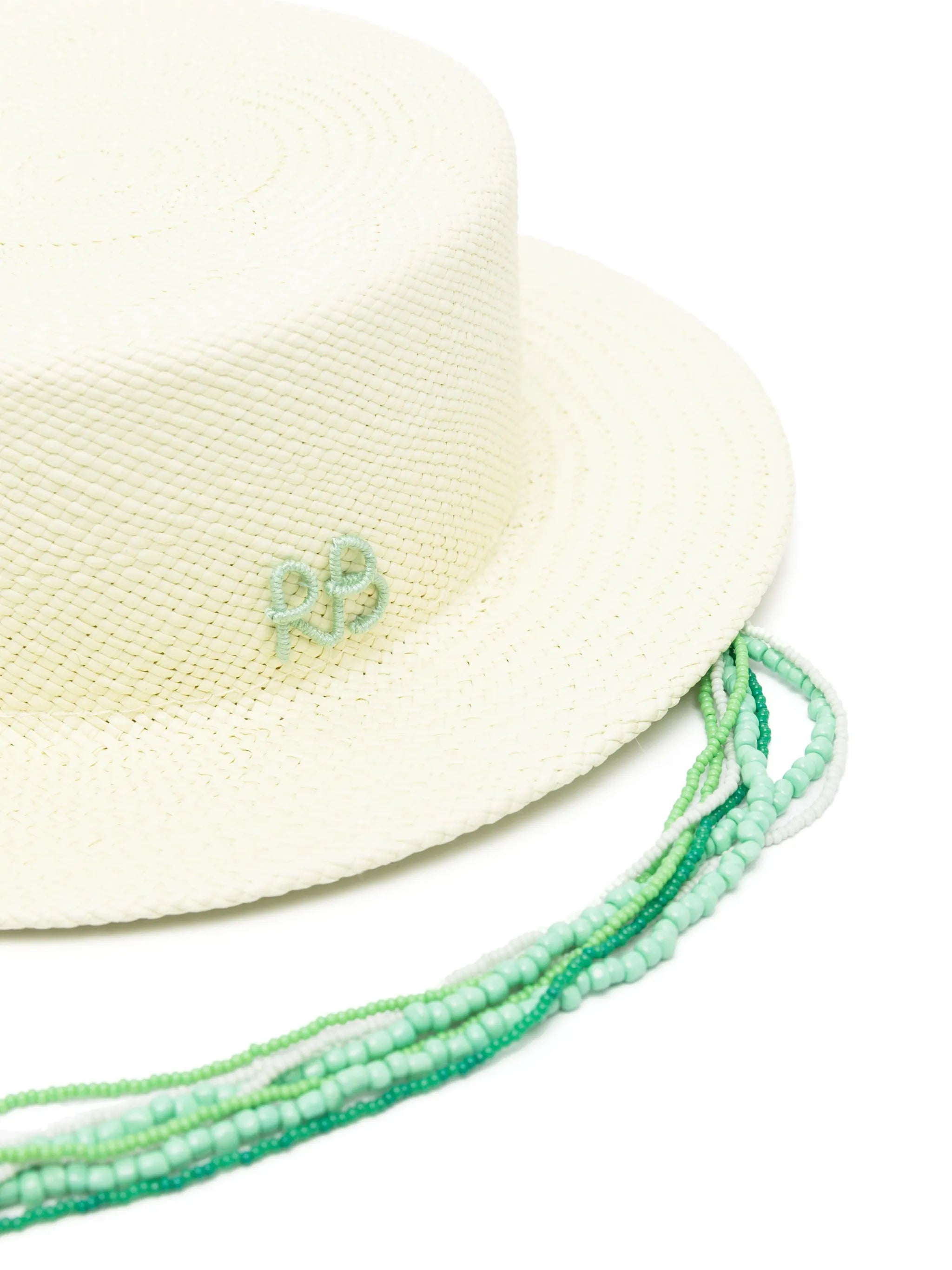 monogram-appliqué straw boat hat
