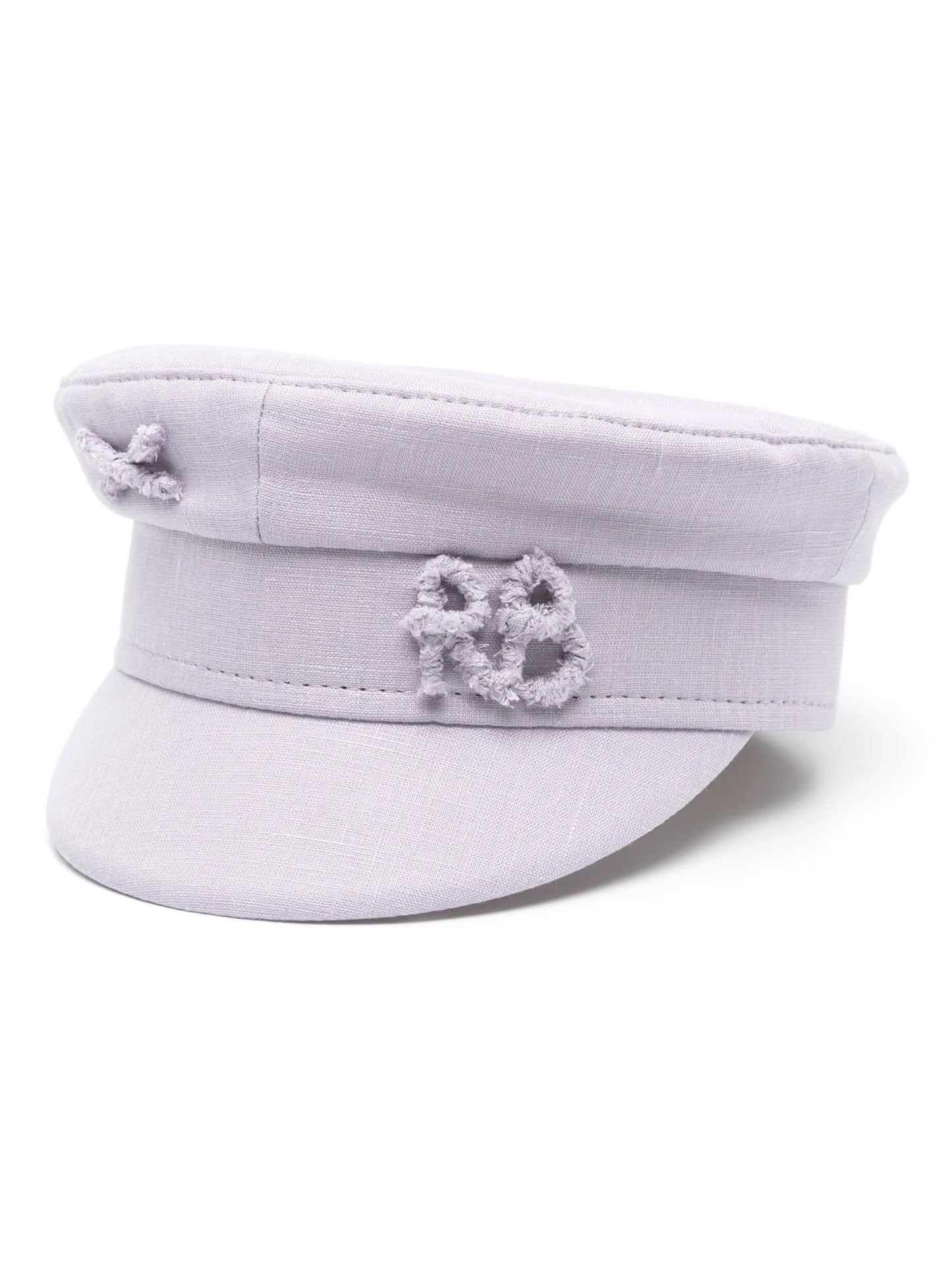 Monogram linen baker boy hat