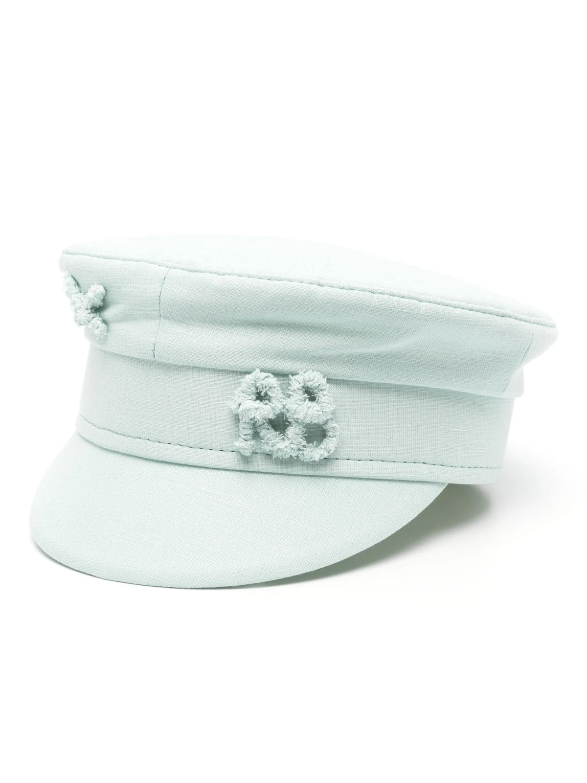 Monogram linen baker boy hat