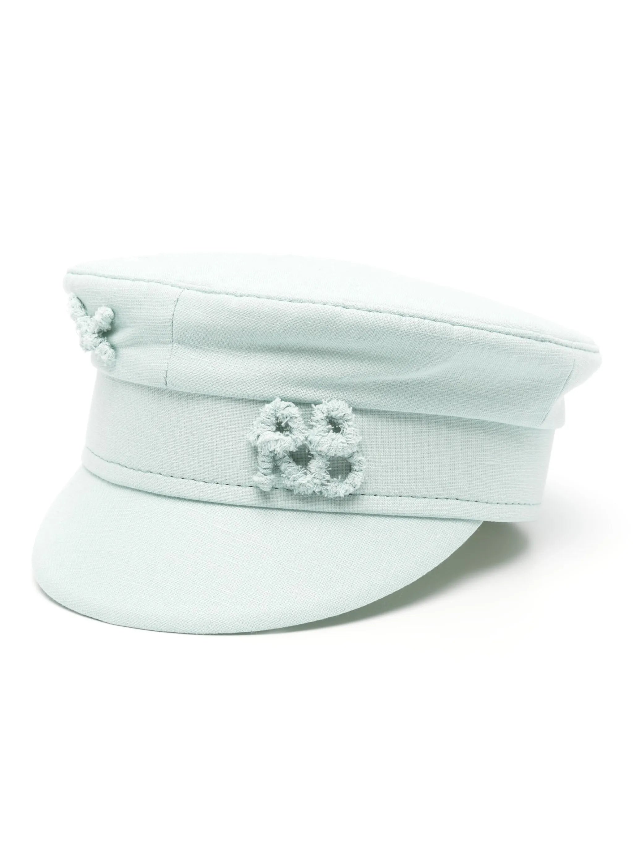 Monogram linen baker boy hat