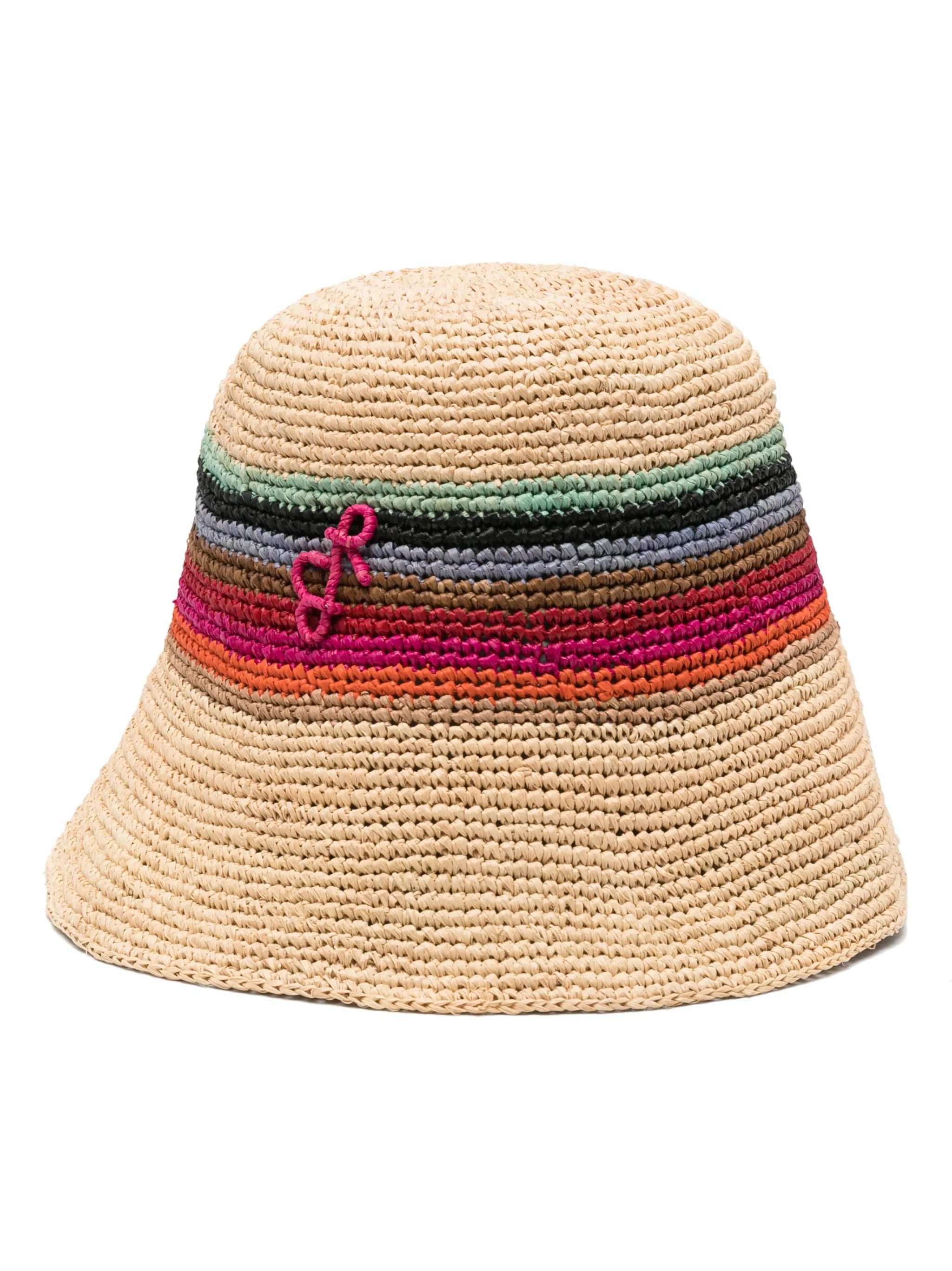 striped straw bucket hat