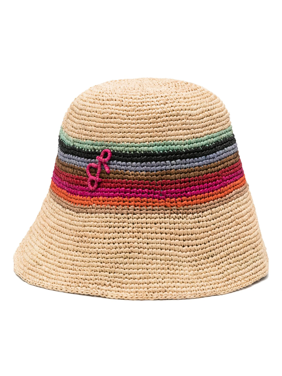 striped straw bucket hat