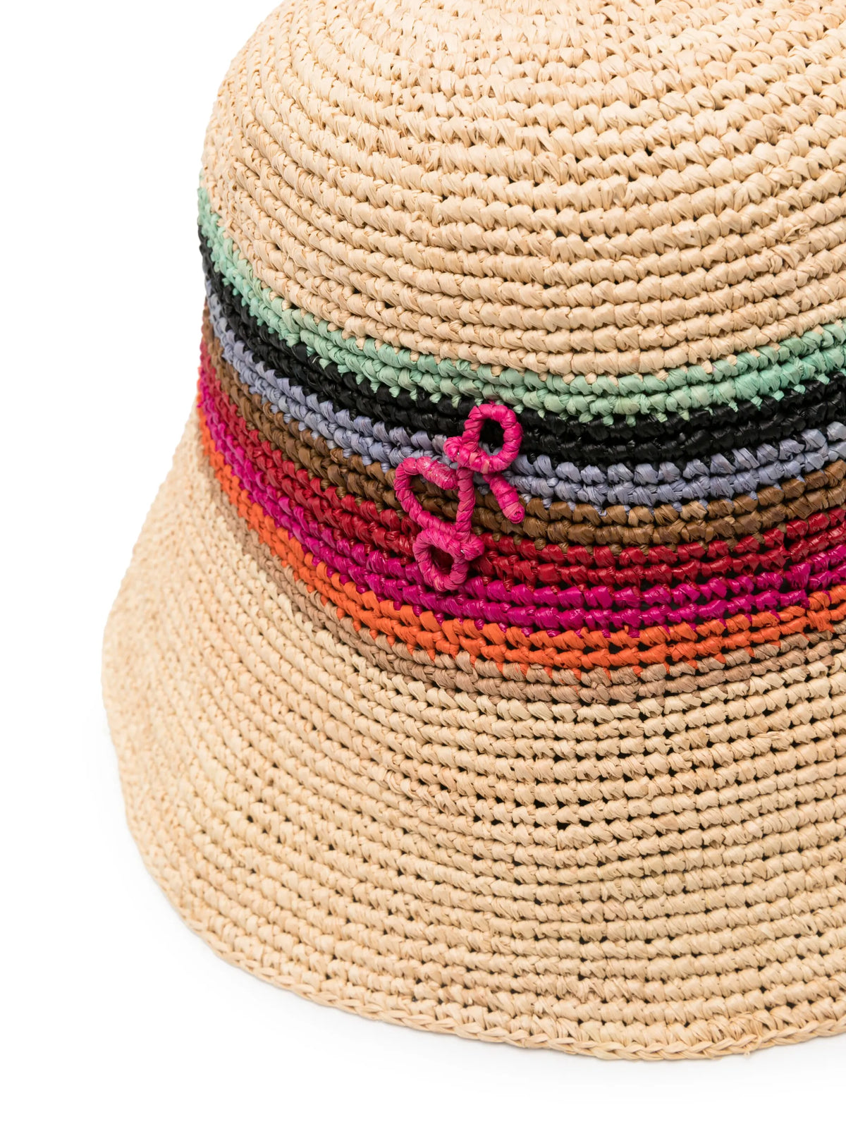 striped straw bucket hat