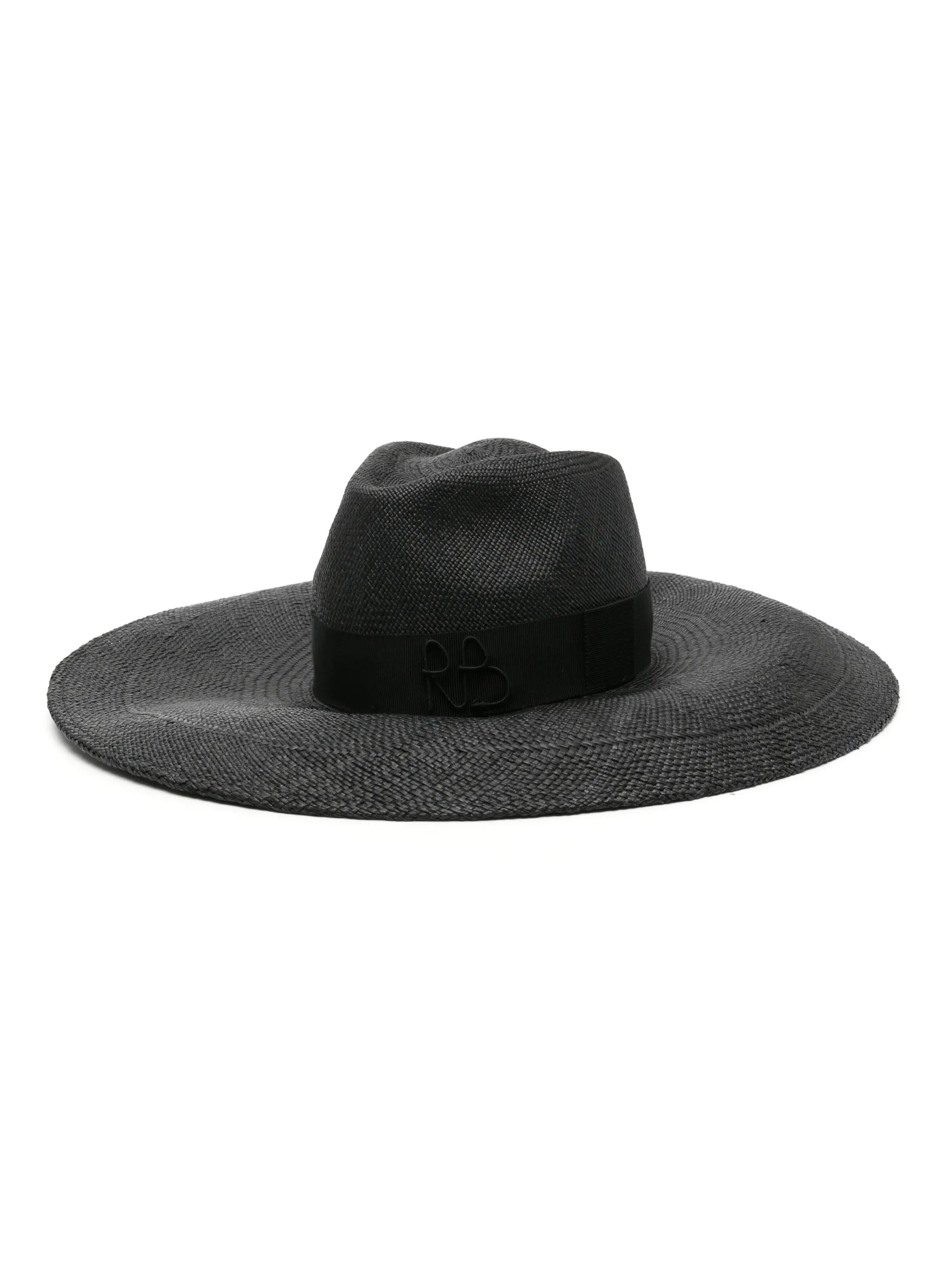 monogram-appliqué wide-brim fedora hat