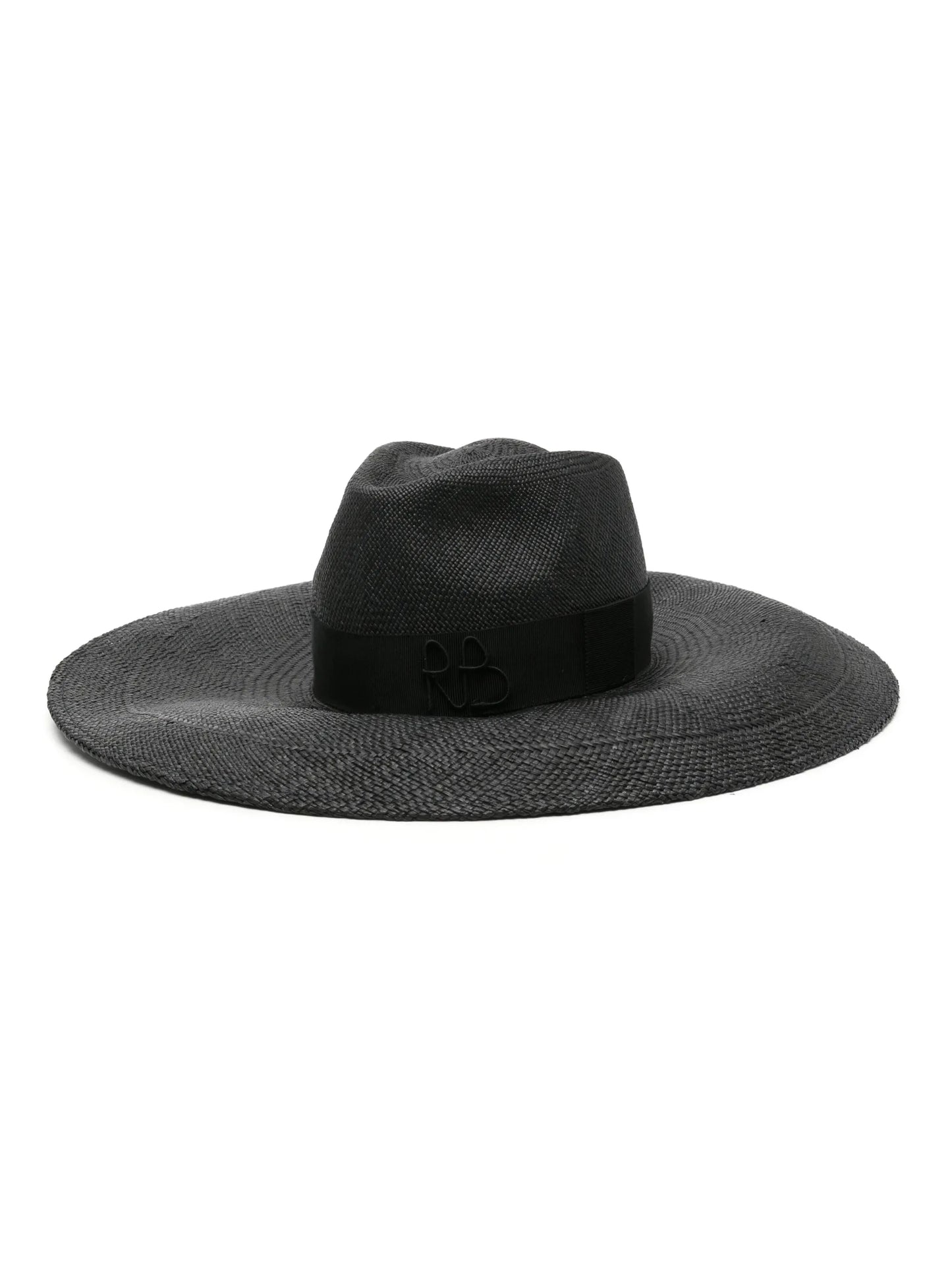 monogram-appliqué wide-brim fedora hat