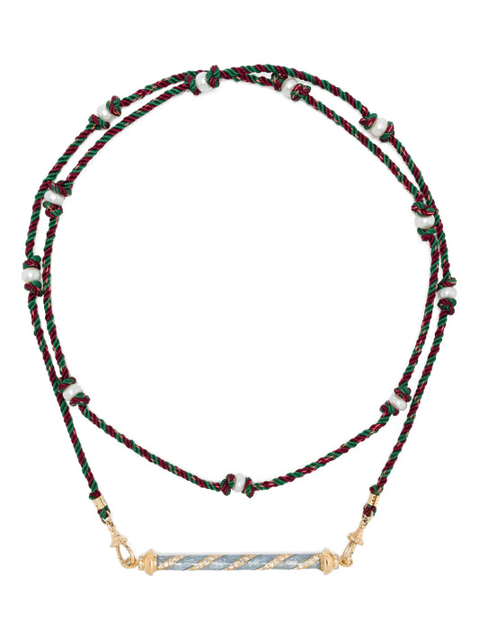 18kt yellow gold Candy Cane diamond necklace