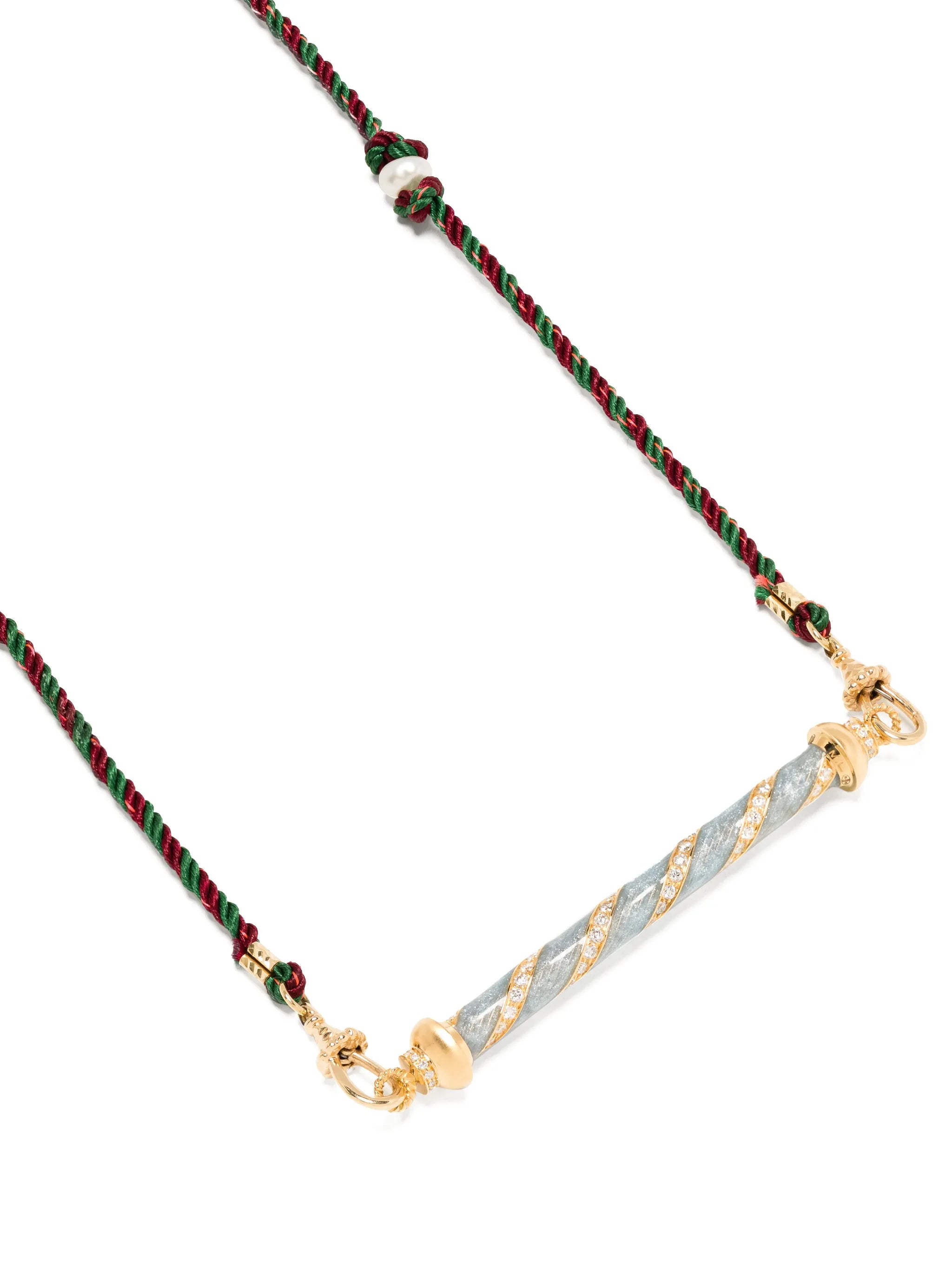 18kt yellow gold Candy Cane diamond necklace