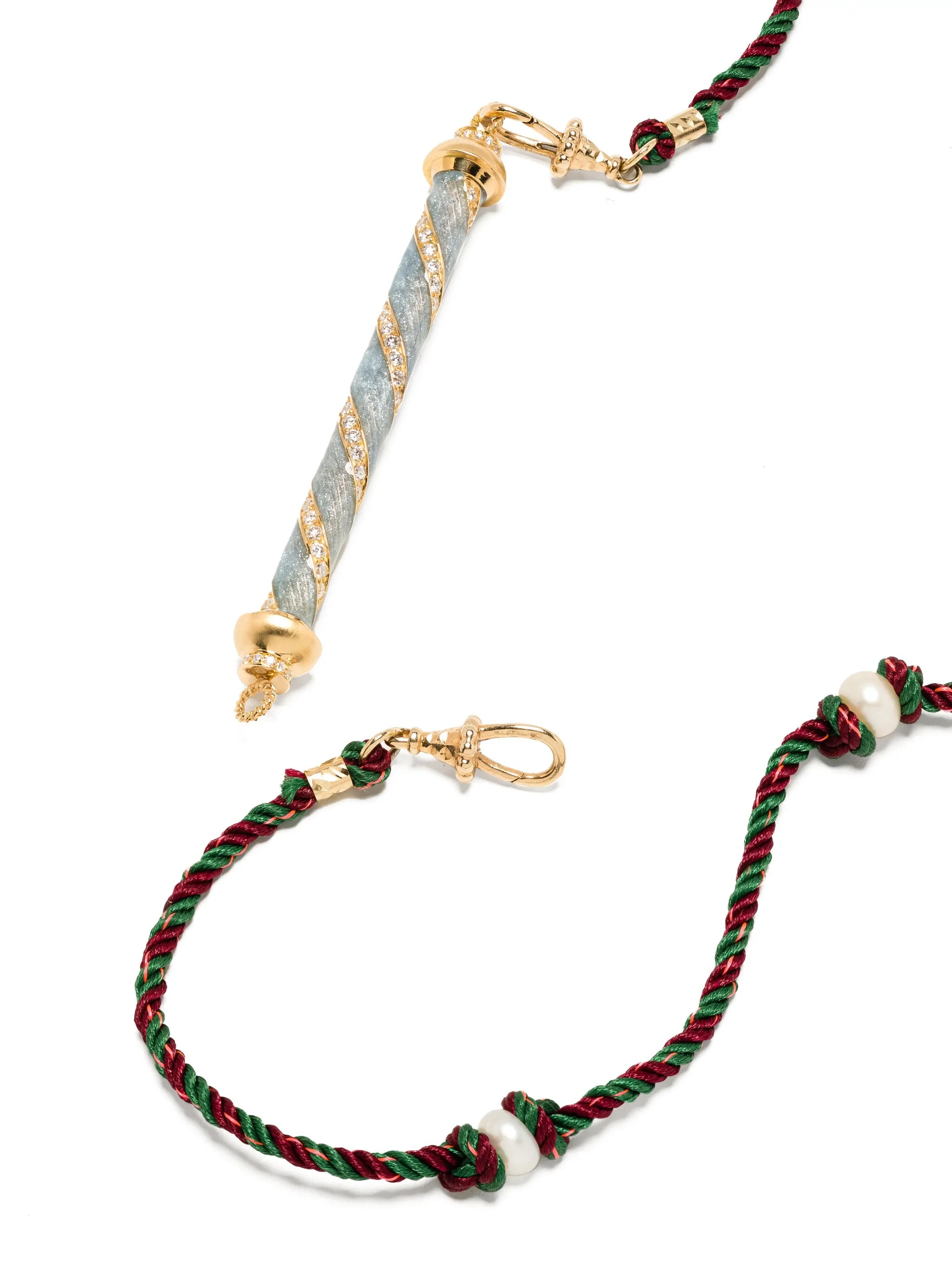 18kt yellow gold Candy Cane diamond necklace