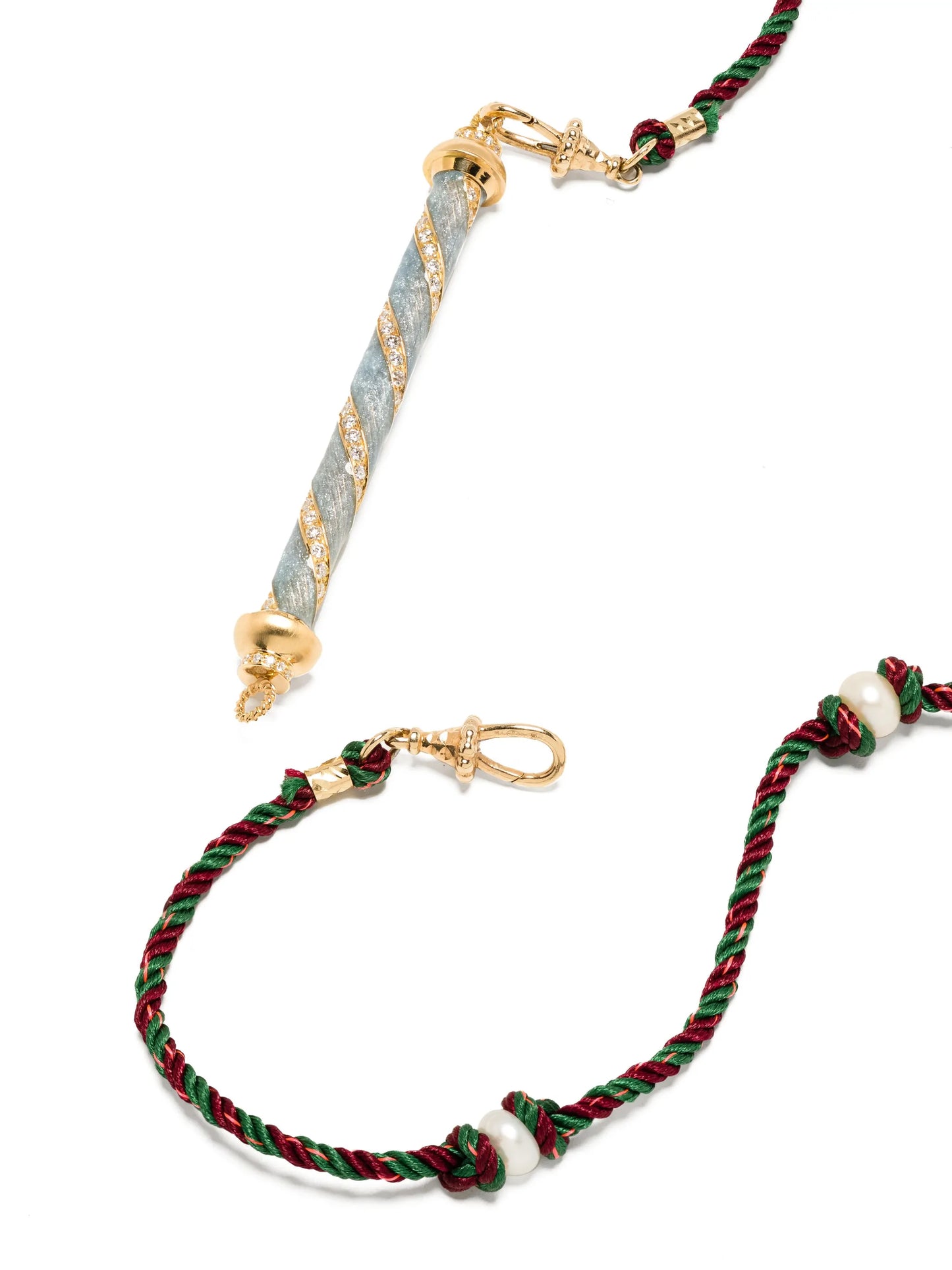 18kt yellow gold Candy Cane diamond necklace