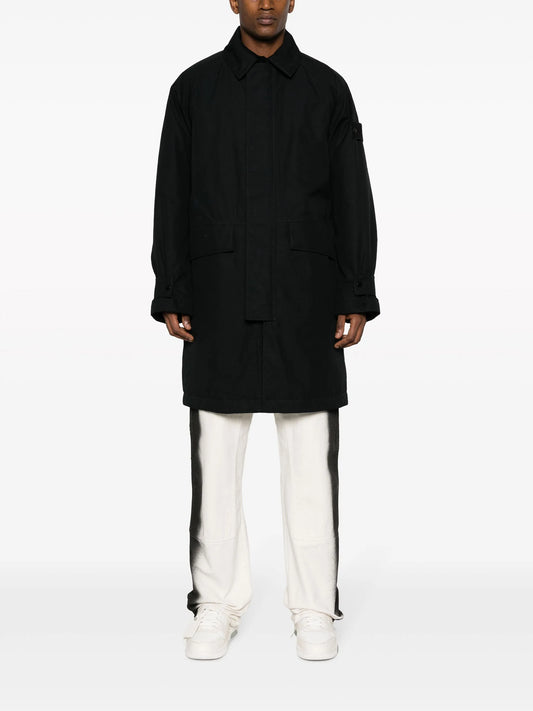 Compass-motif straight-point collar coat