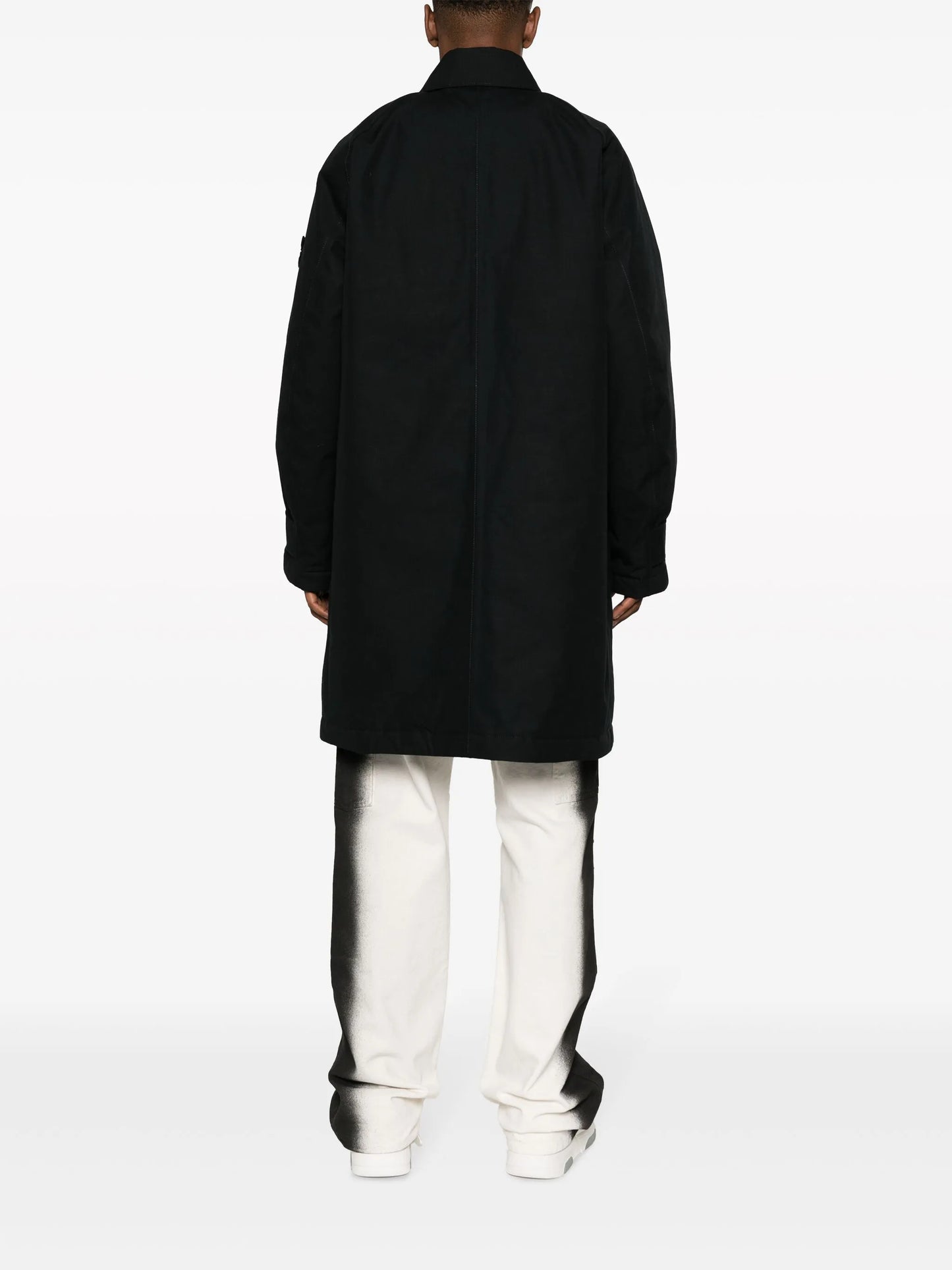 Compass-motif straight-point collar coat