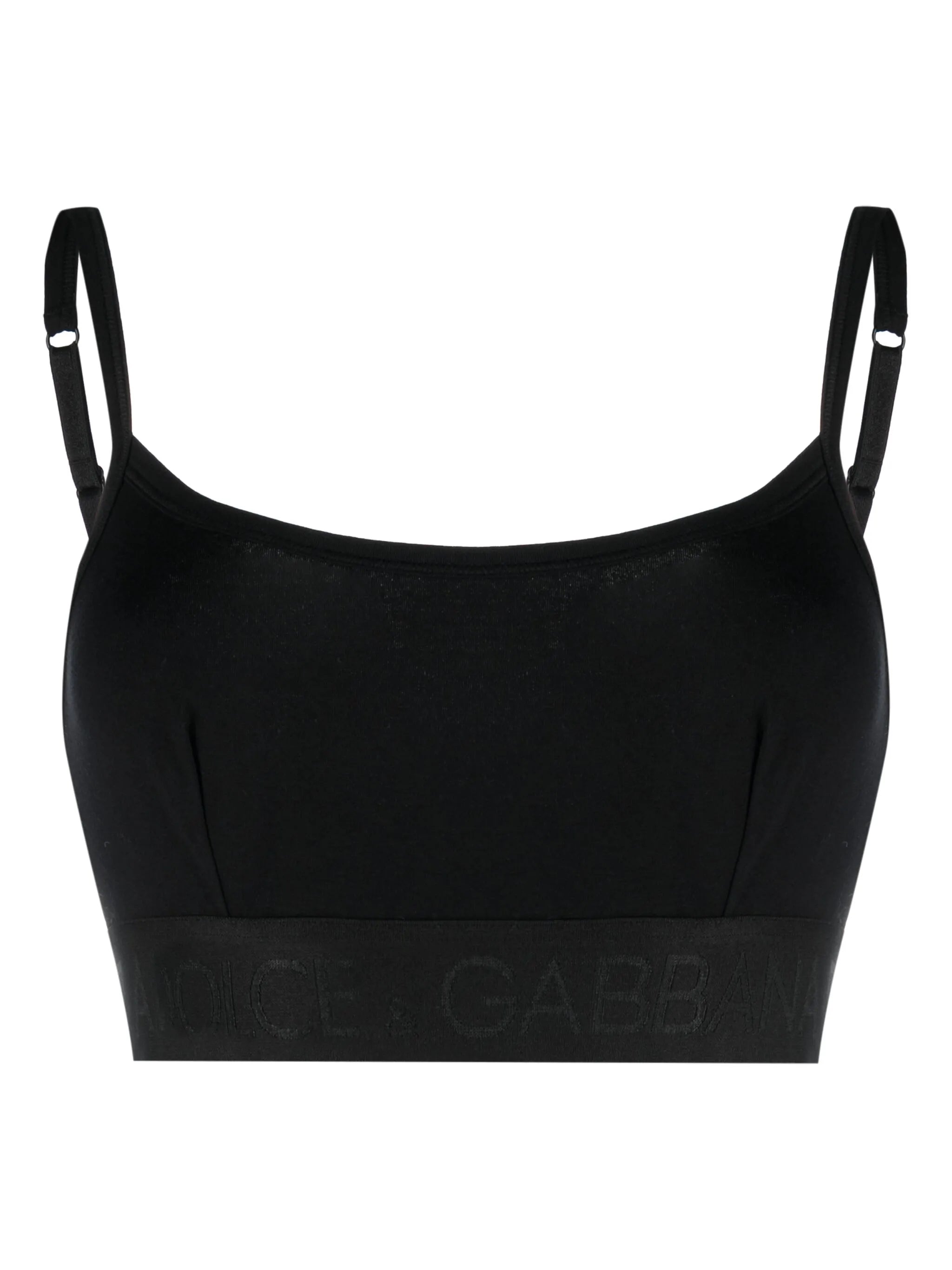 logo-print strap cotton blend bra