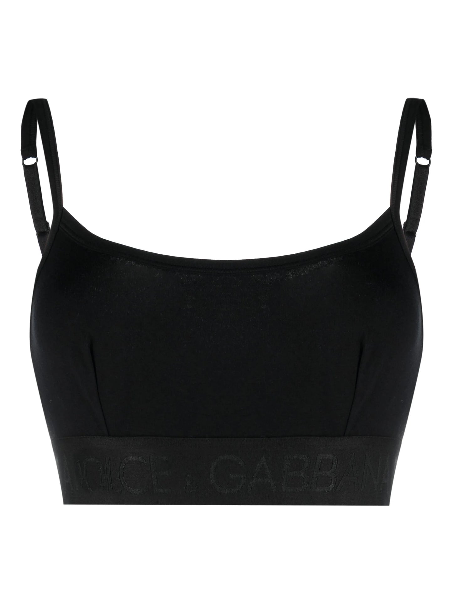 logo-print strap cotton blend bra