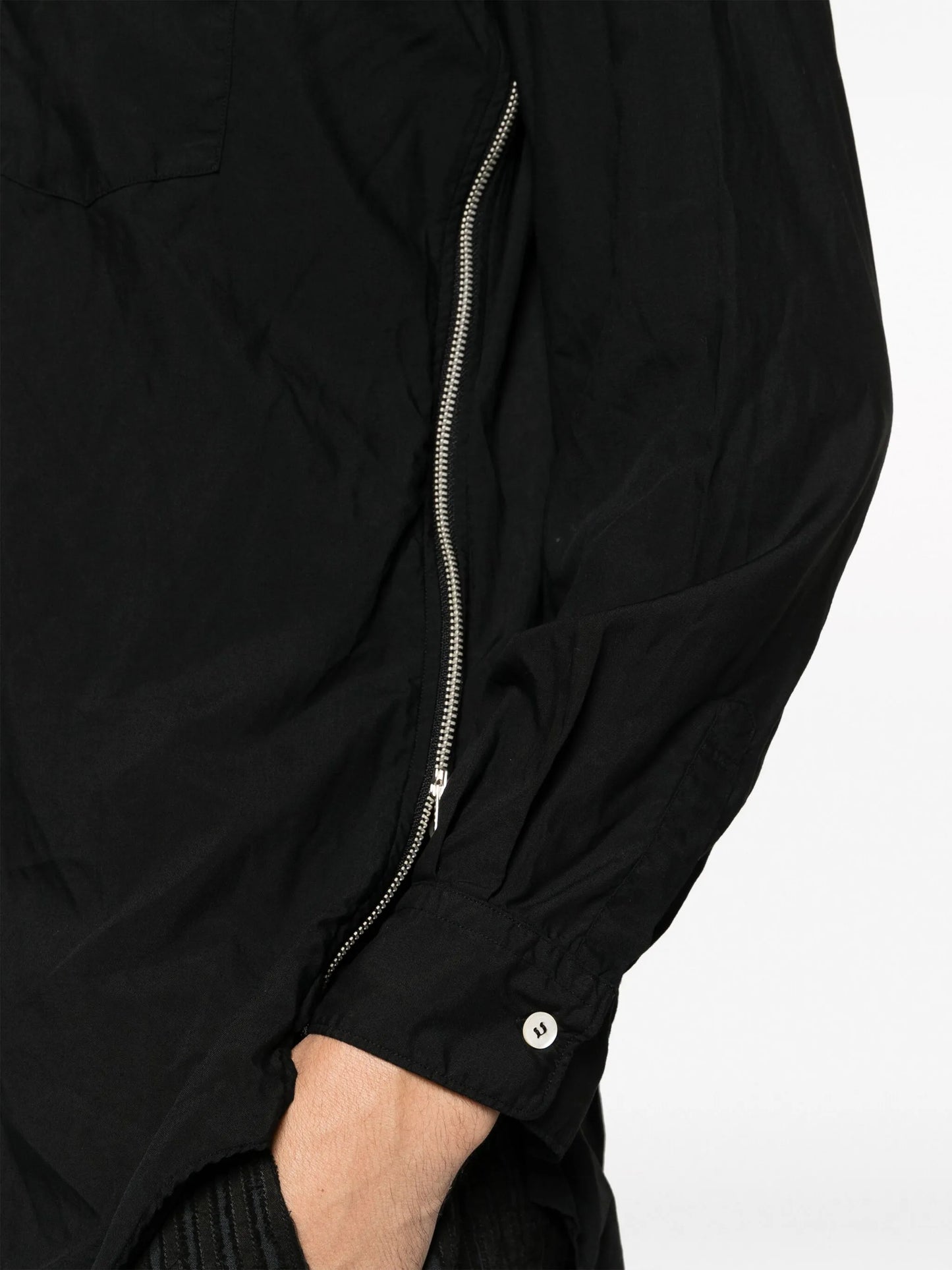 zip-embellished long-sleeve shirt