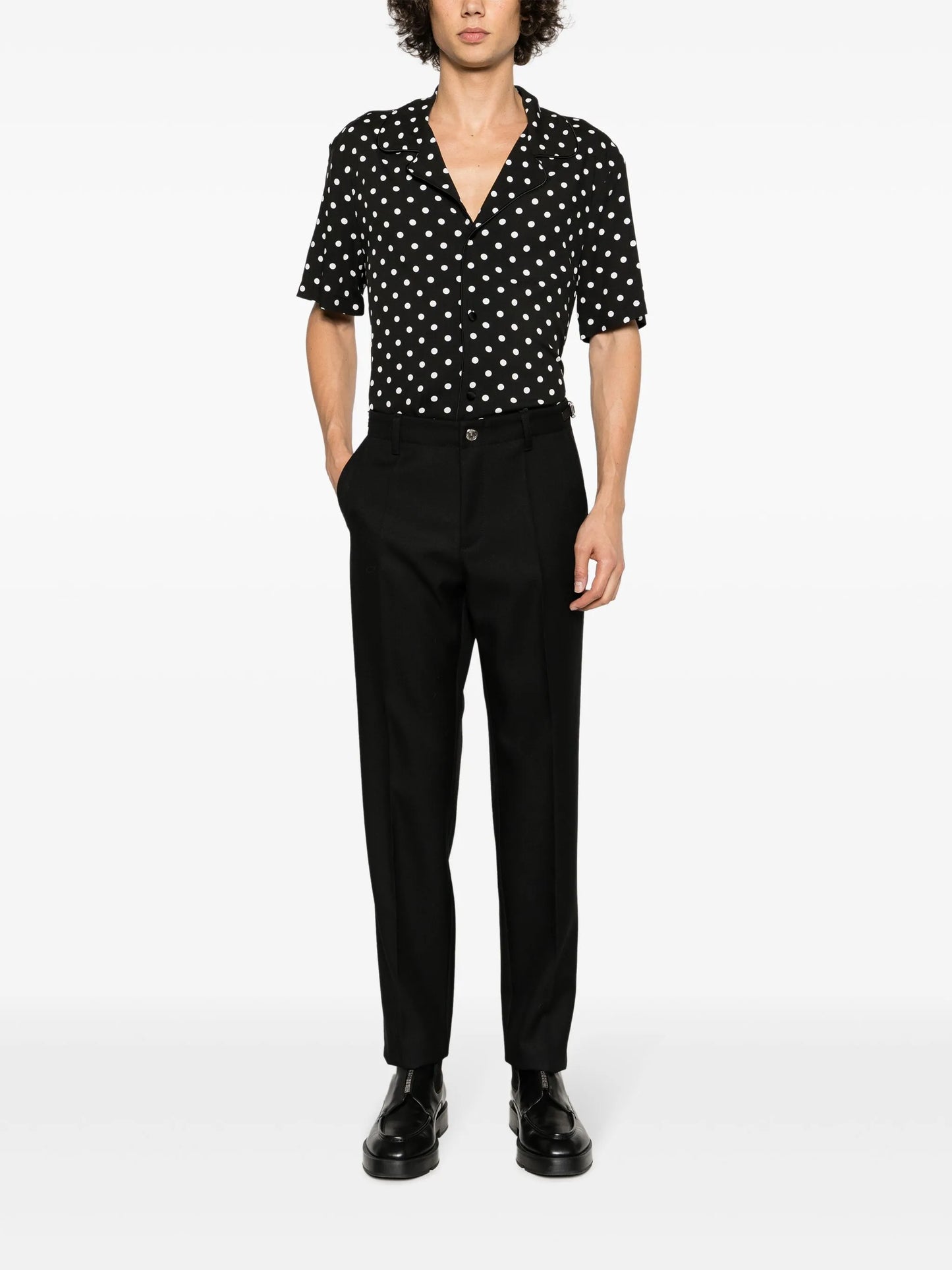 polka dot-print crepe shirt